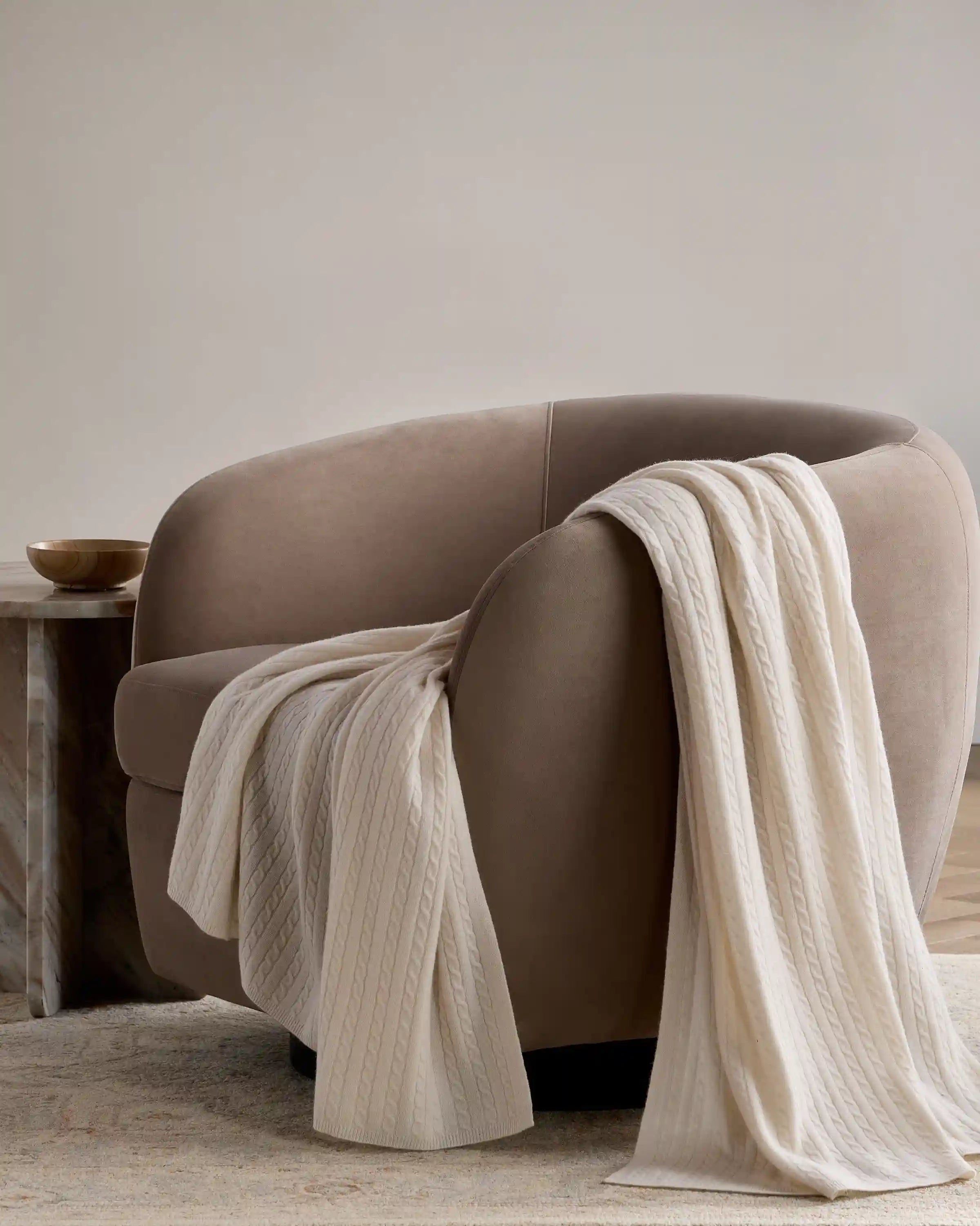 Cable Knit Cashmere Throw