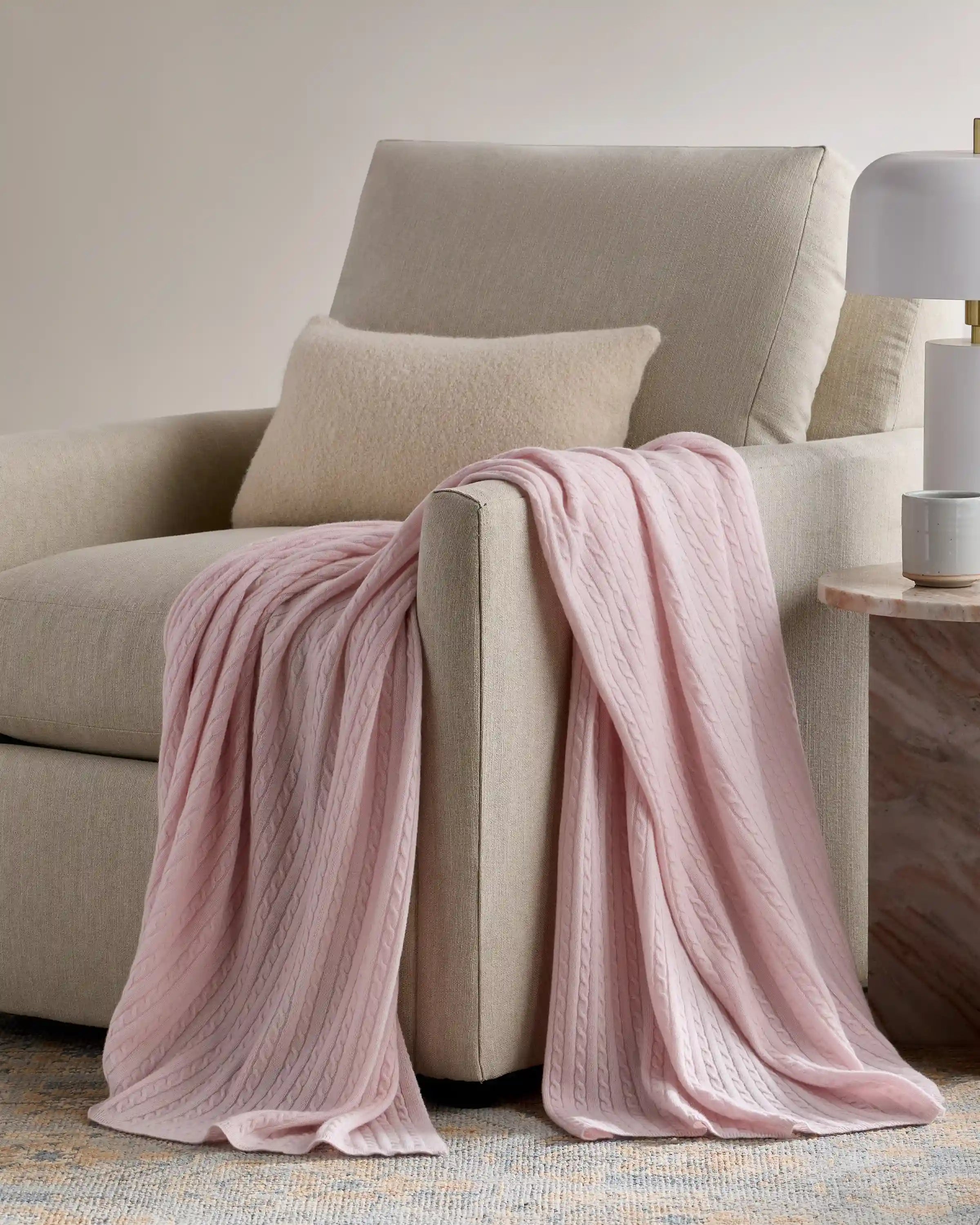 Cable Knit Cashmere Throw