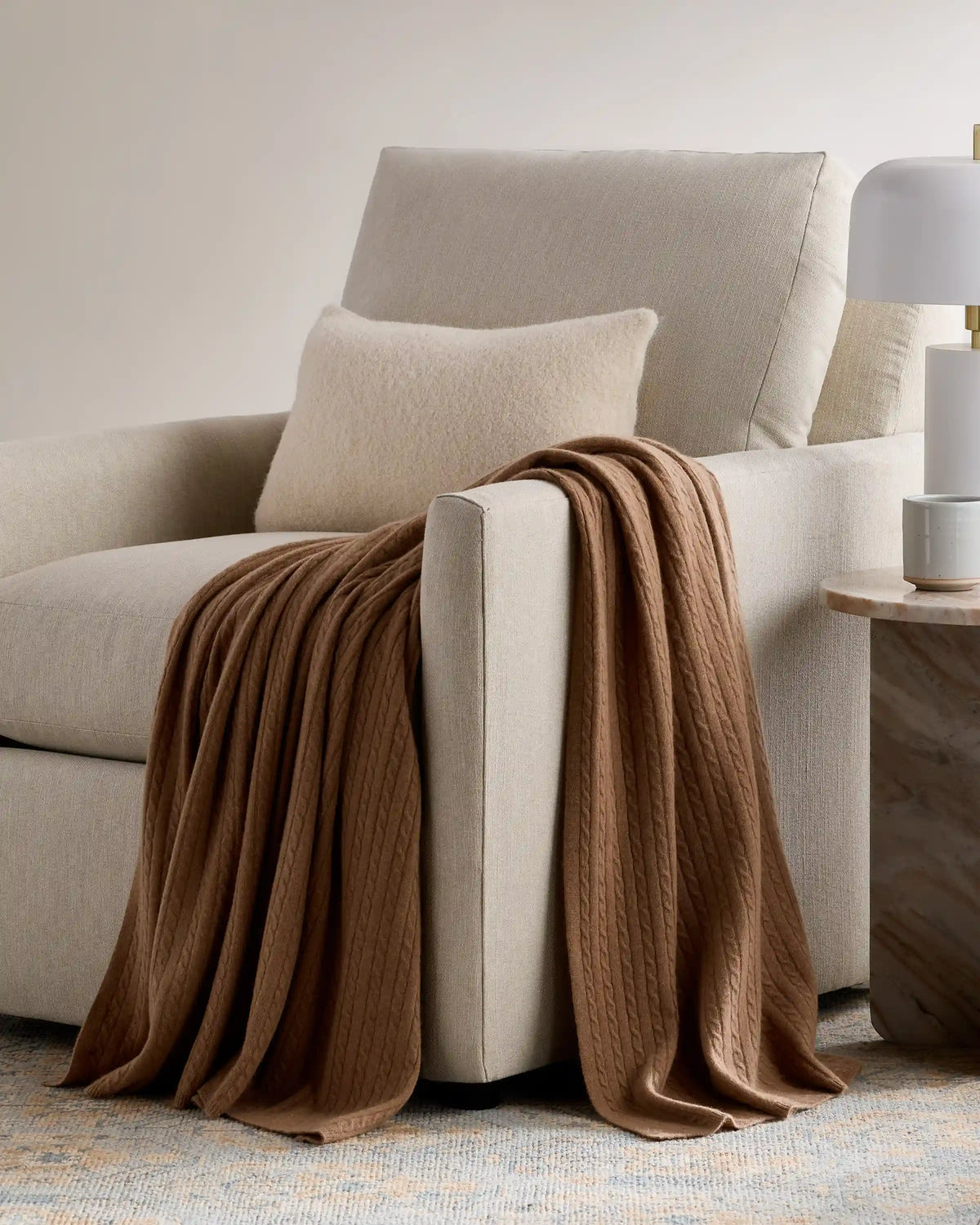 Cable Knit Cashmere Throw