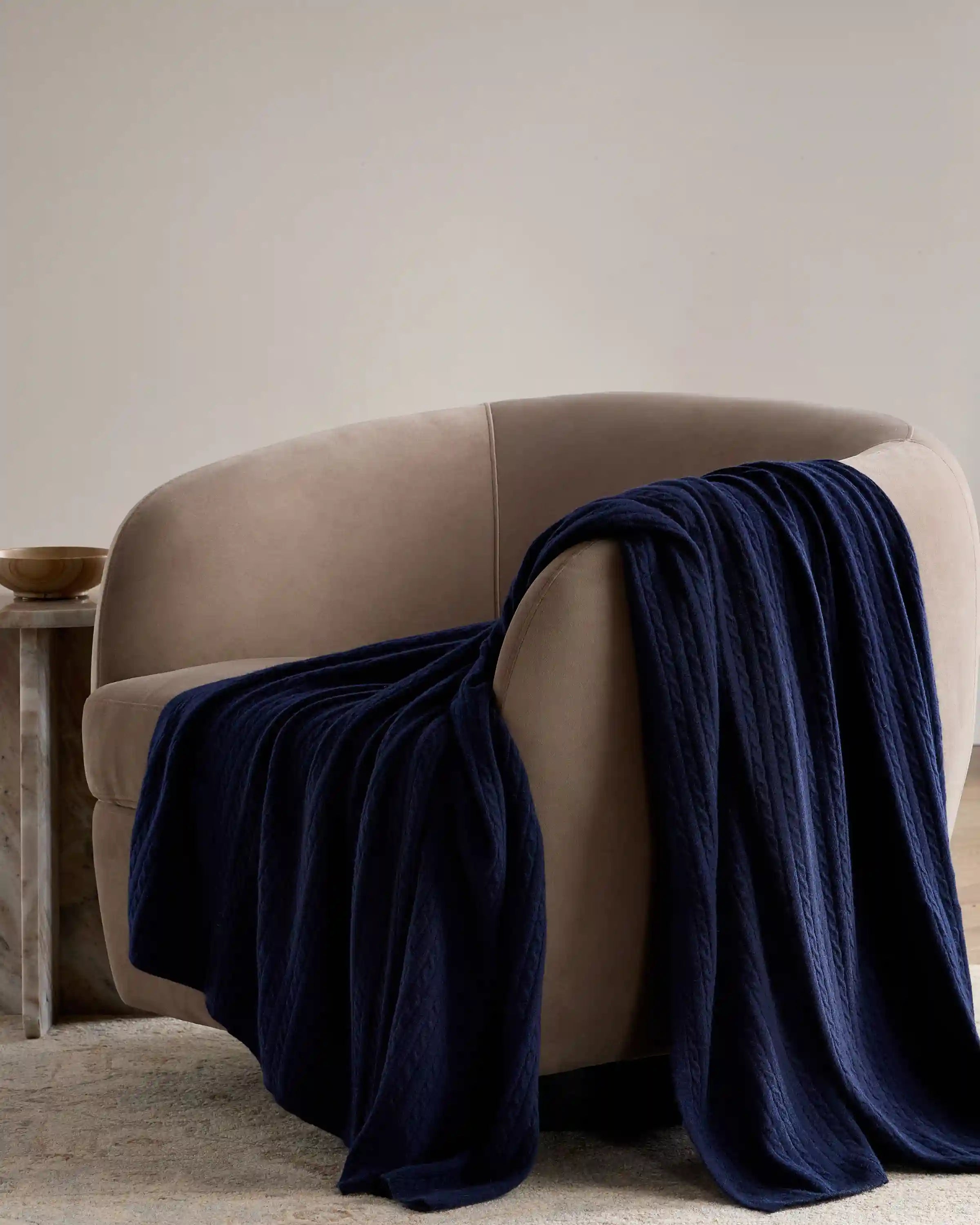 Cable Knit Cashmere Throw
