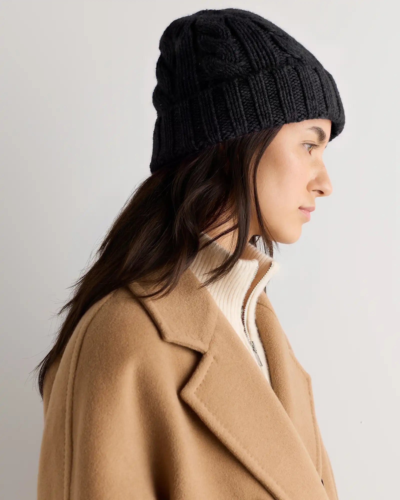 Mongolian Cashmere Cable Knit Beanie