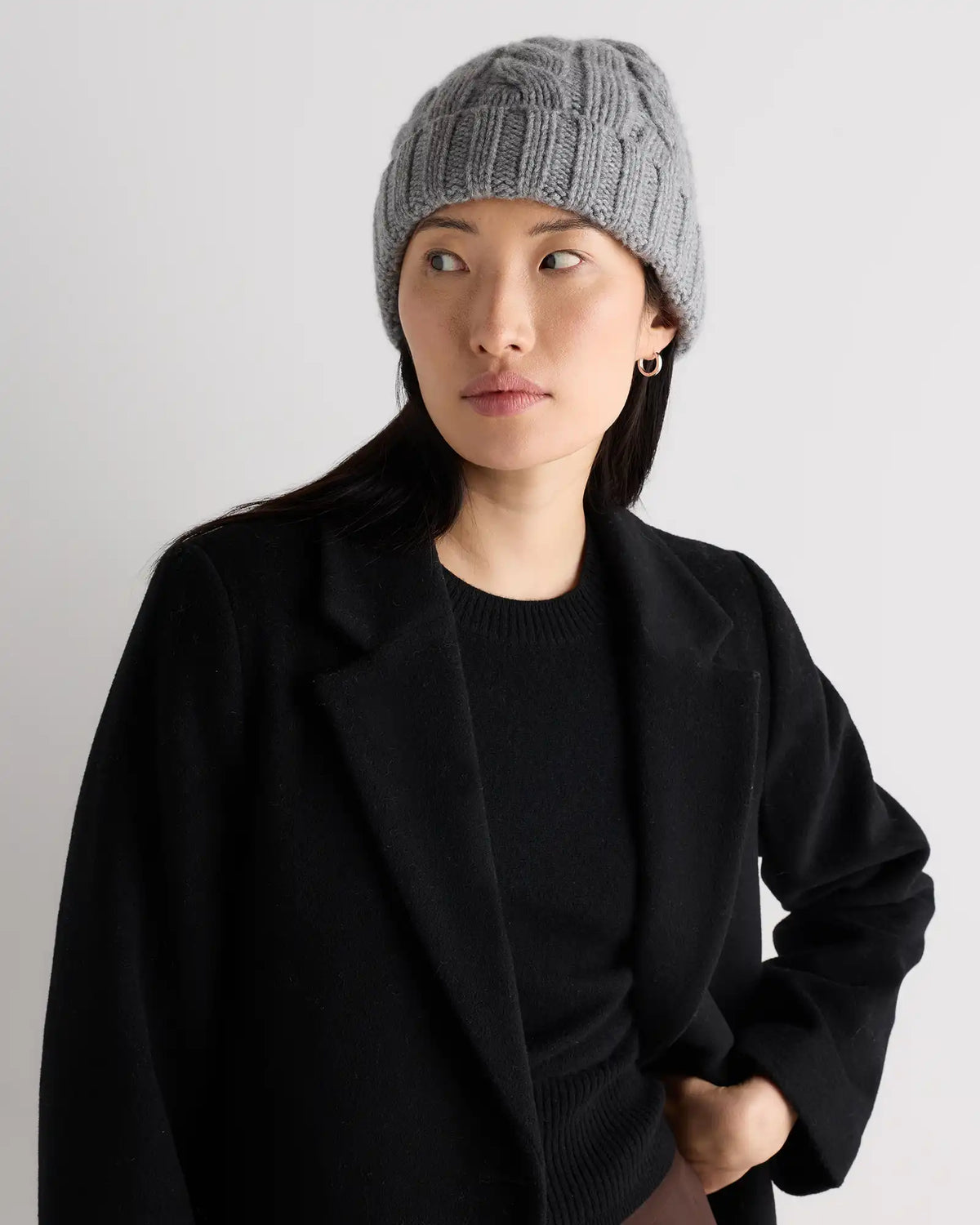 Mongolian Cashmere Cable Knit Beanie