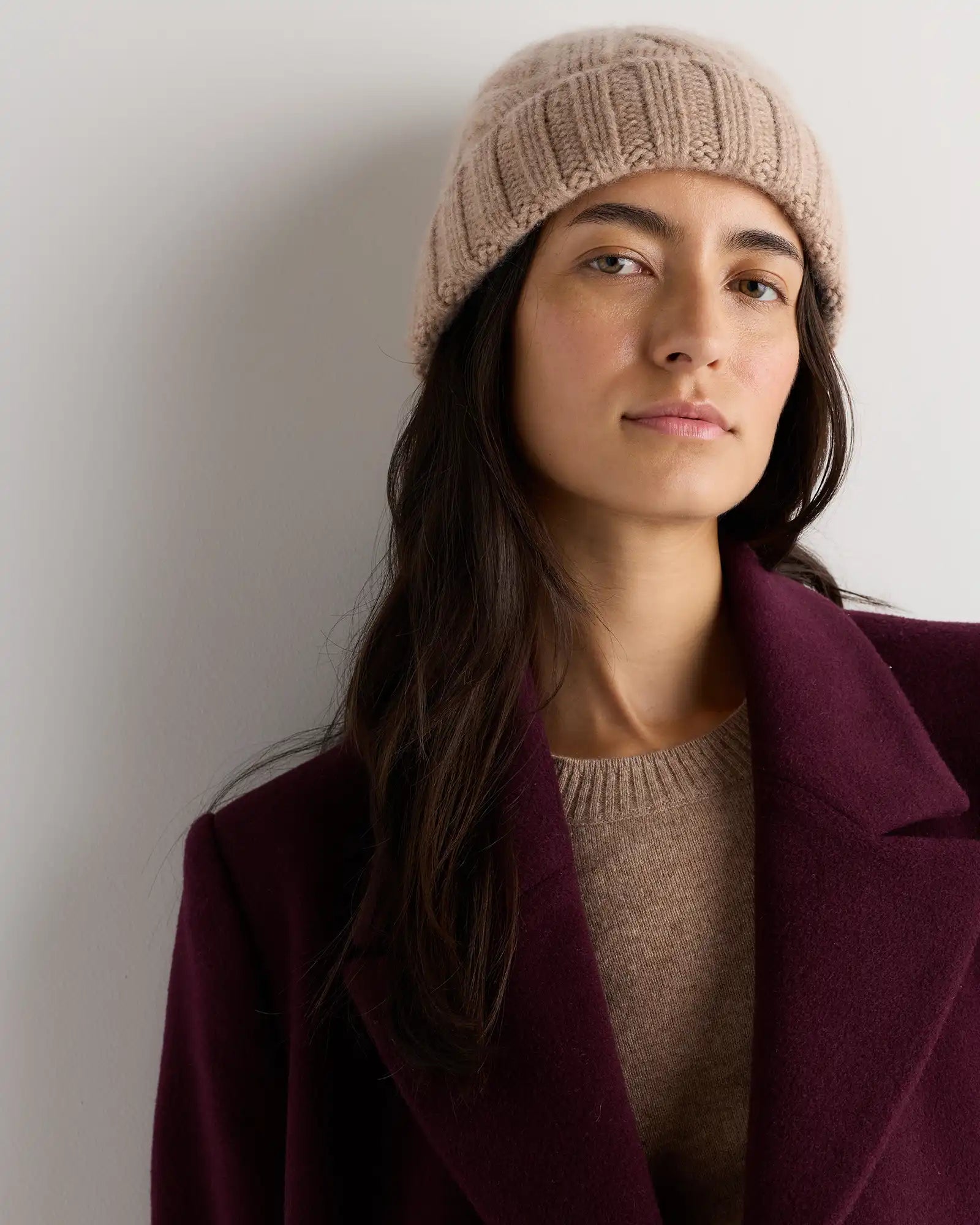 Mongolian Cashmere Cable Knit Beanie