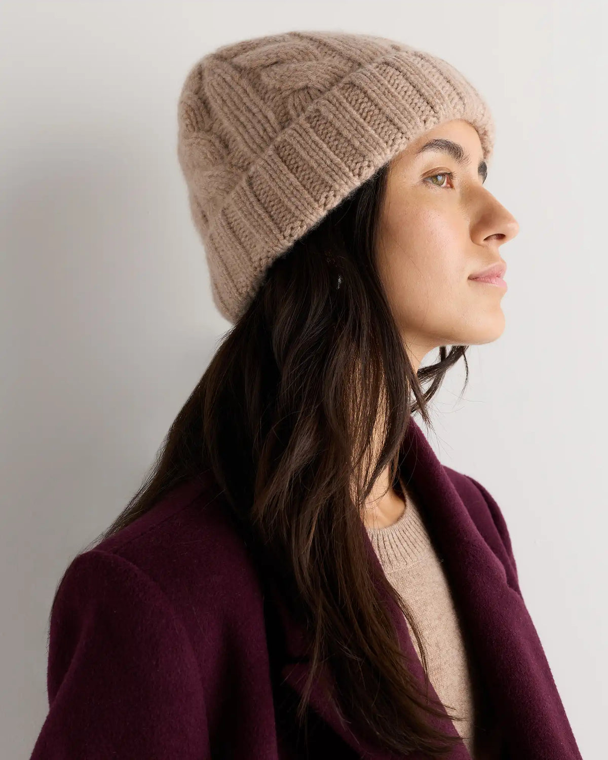 Mongolian Cashmere Cable Knit Beanie
