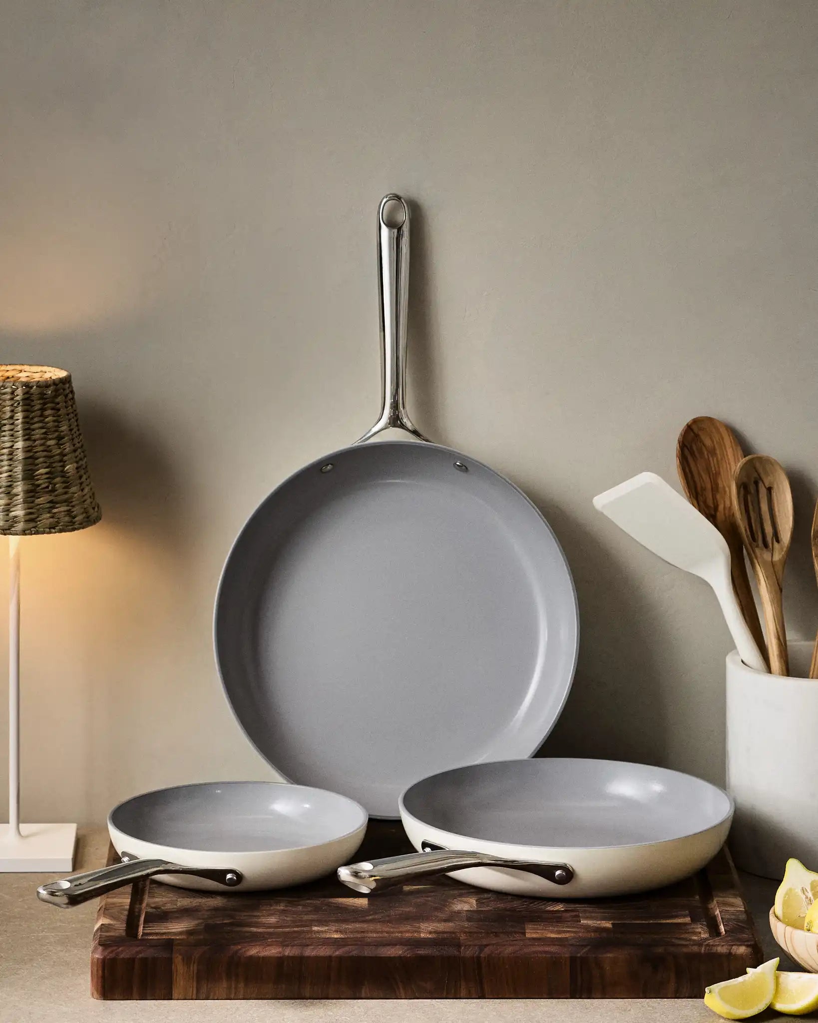 Ceramic Nonstick Frying Pan Set: 8", 10" & 12"