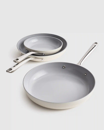 Ceramic Nonstick Frying Pan Set: 8", 10" & 12"