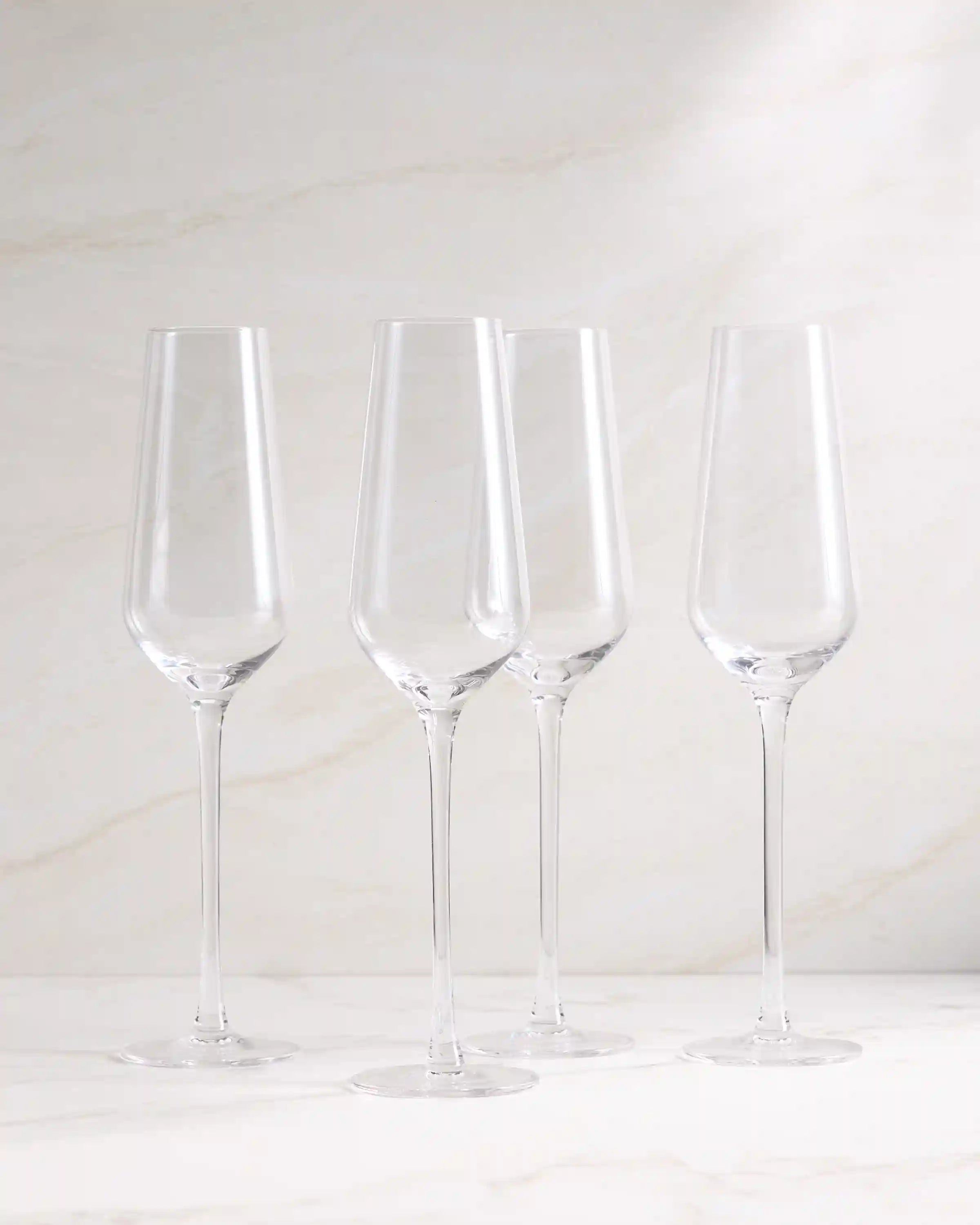 Mouth Blown Champagne Flute, Set of 4