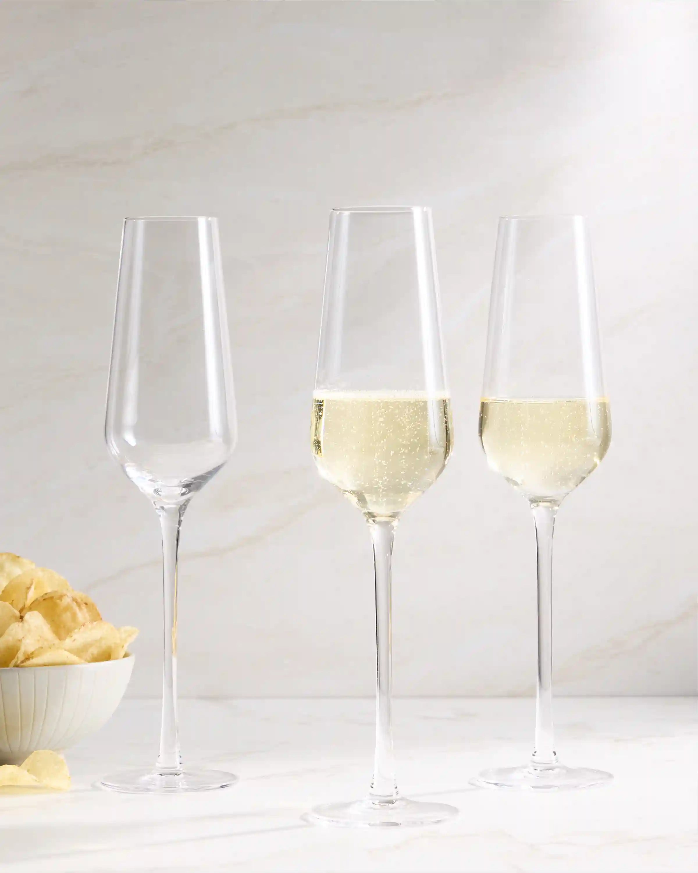 Mouth Blown Champagne Flute, Set of 4