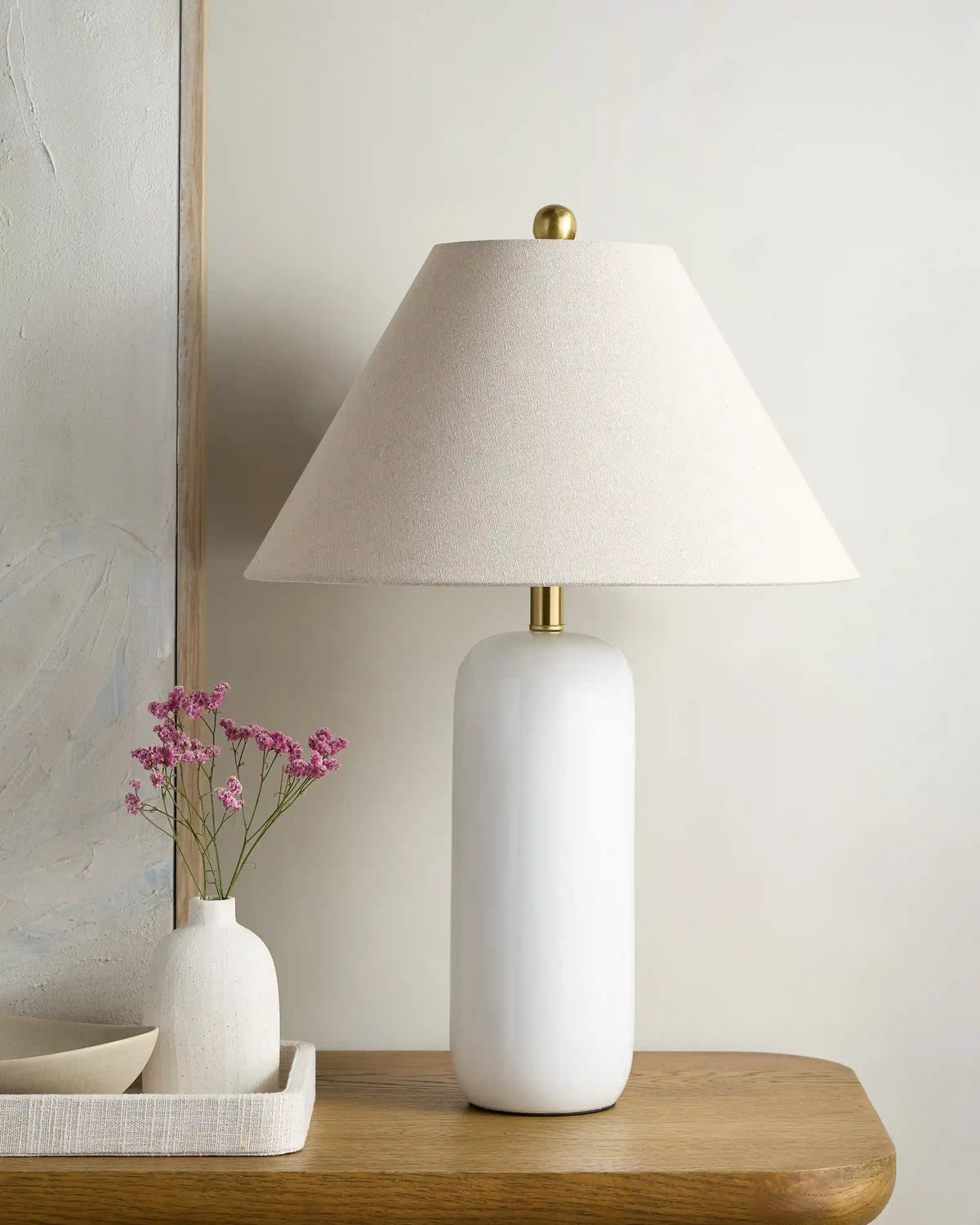 Glossy Cylindrical Ceramic Table Lamp