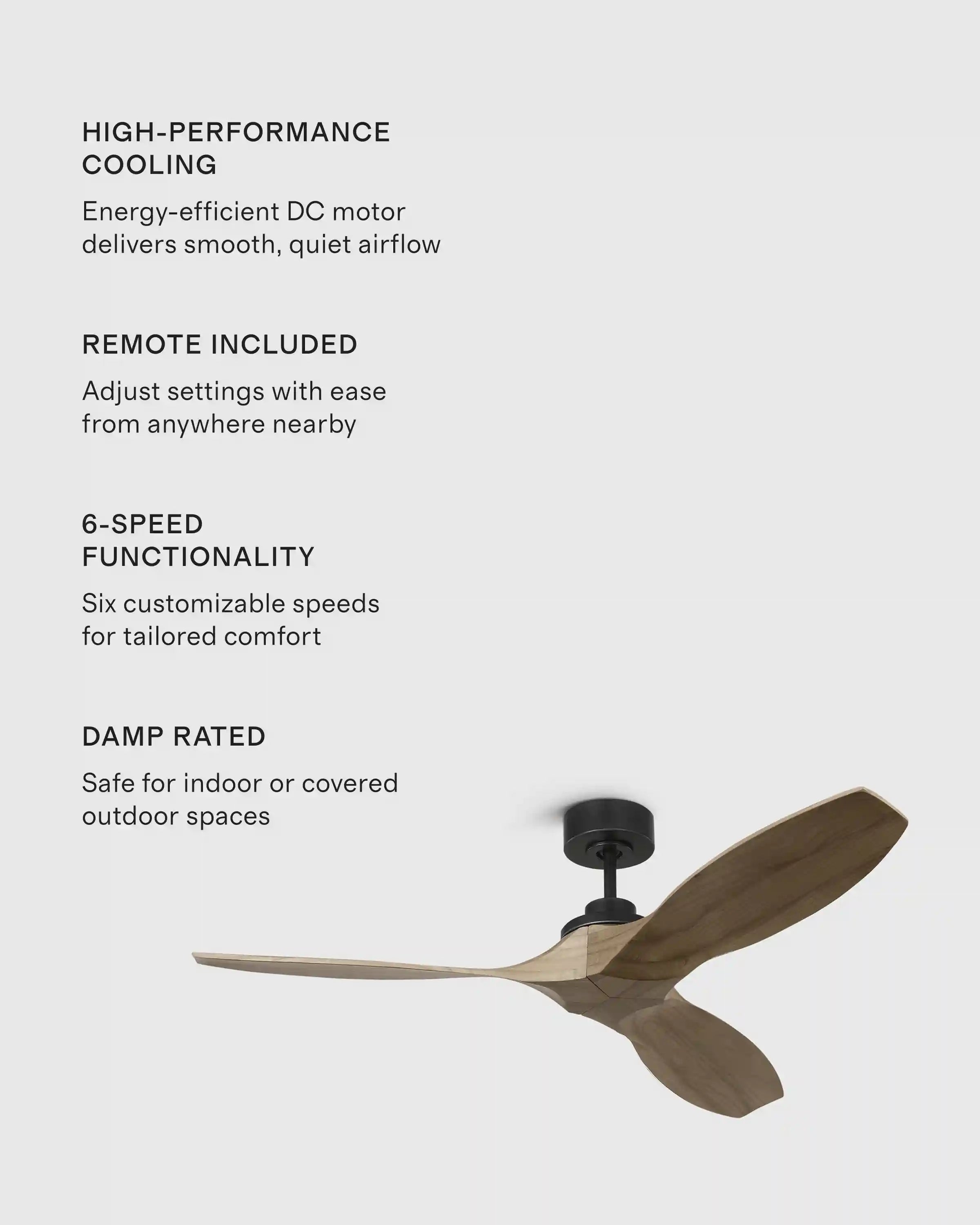 Transitional Wood Blade Ceiling Fan
