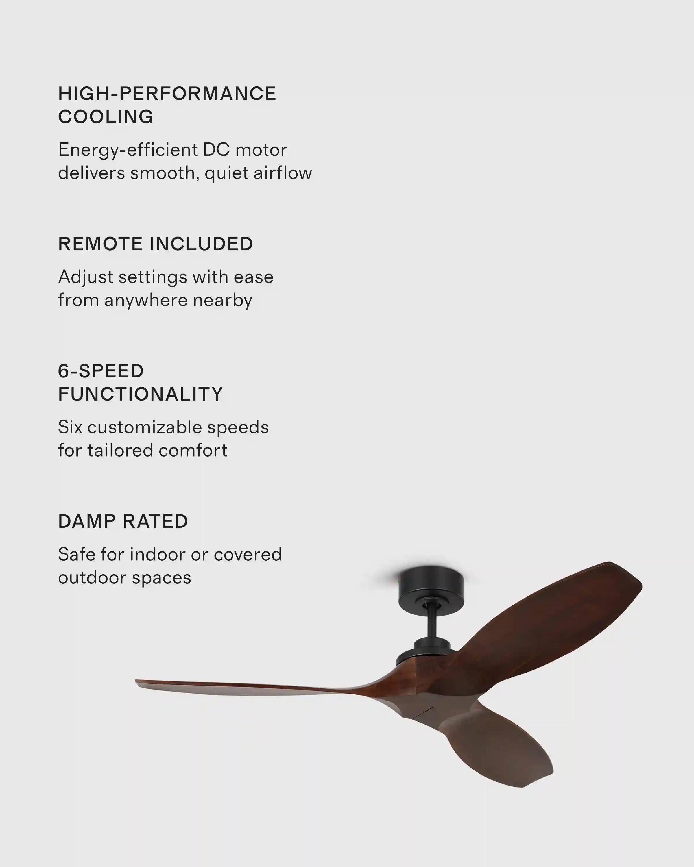 Transitional Wood Blade Ceiling Fan