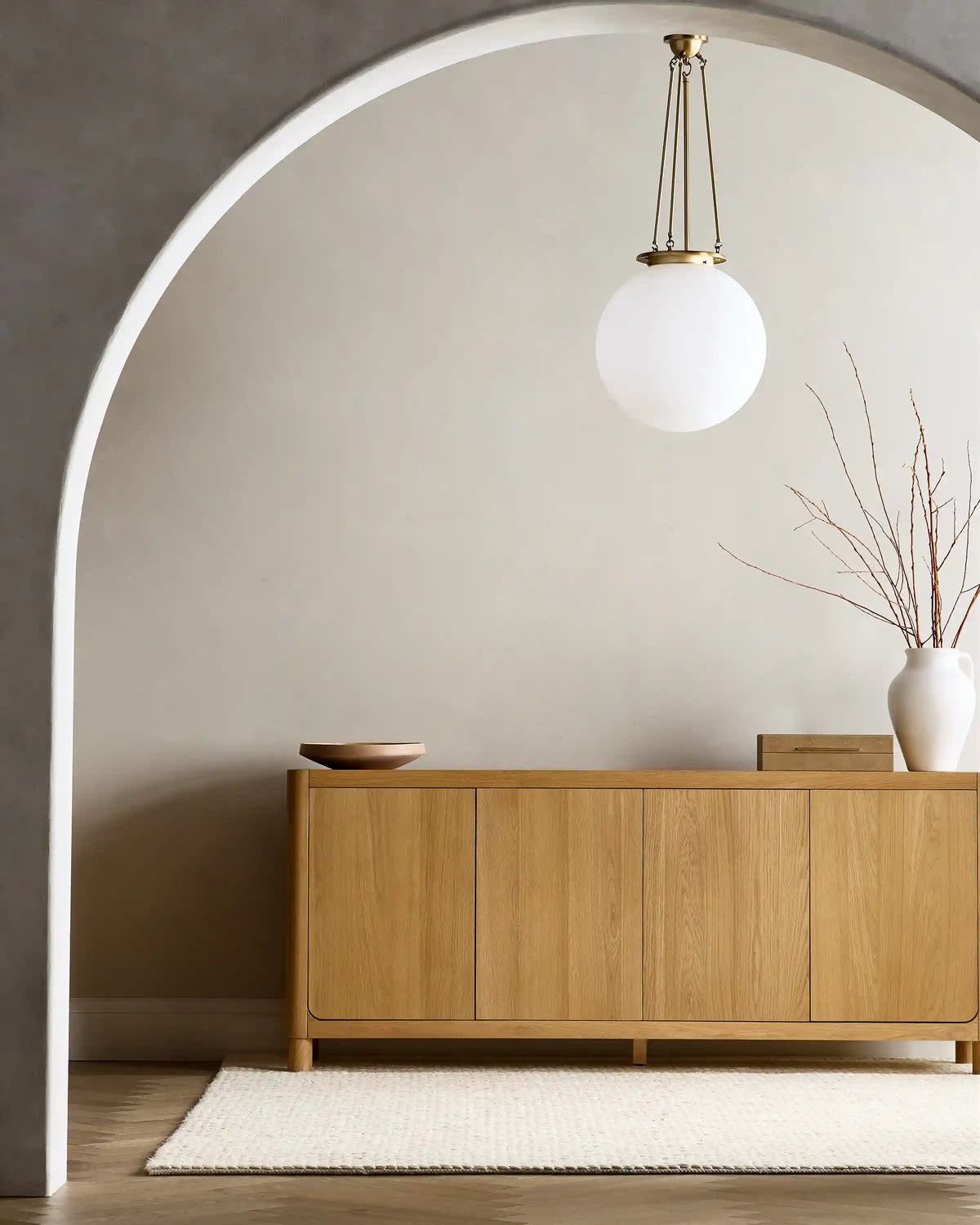 Antiqued Steel and Glass Globe Pendant Light