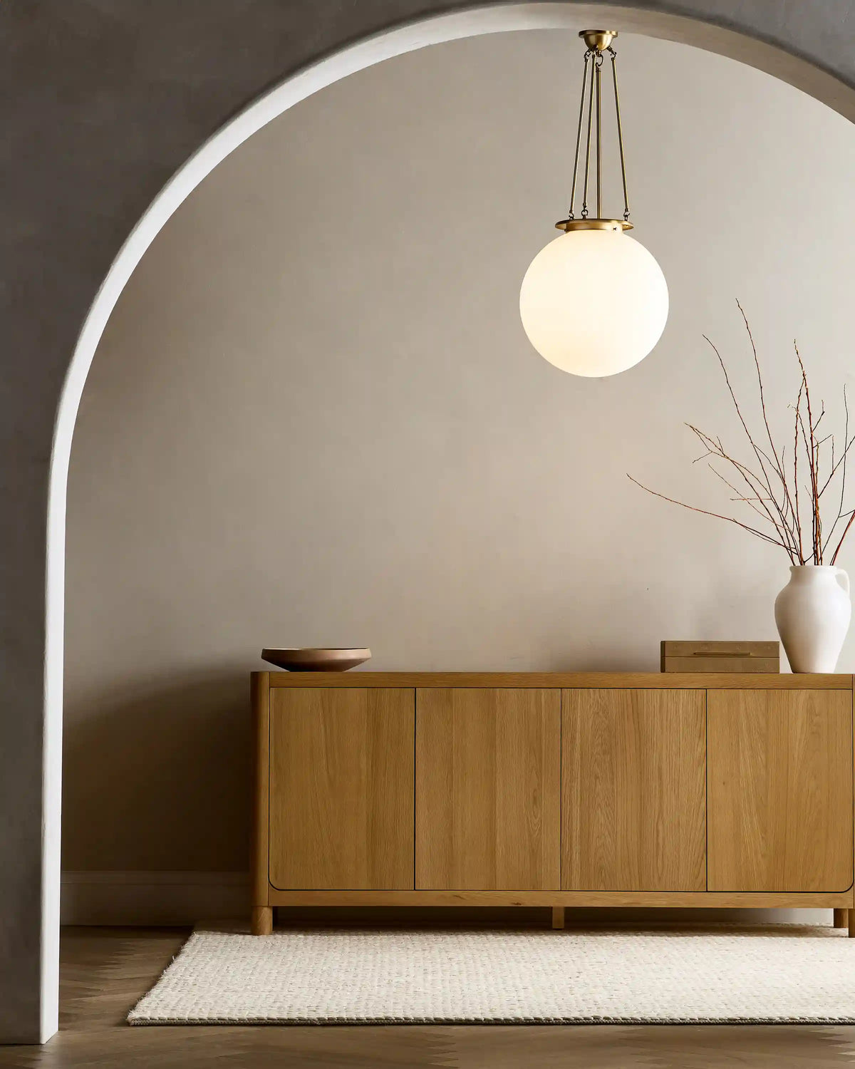 Antiqued Steel and Glass Globe Pendant Light