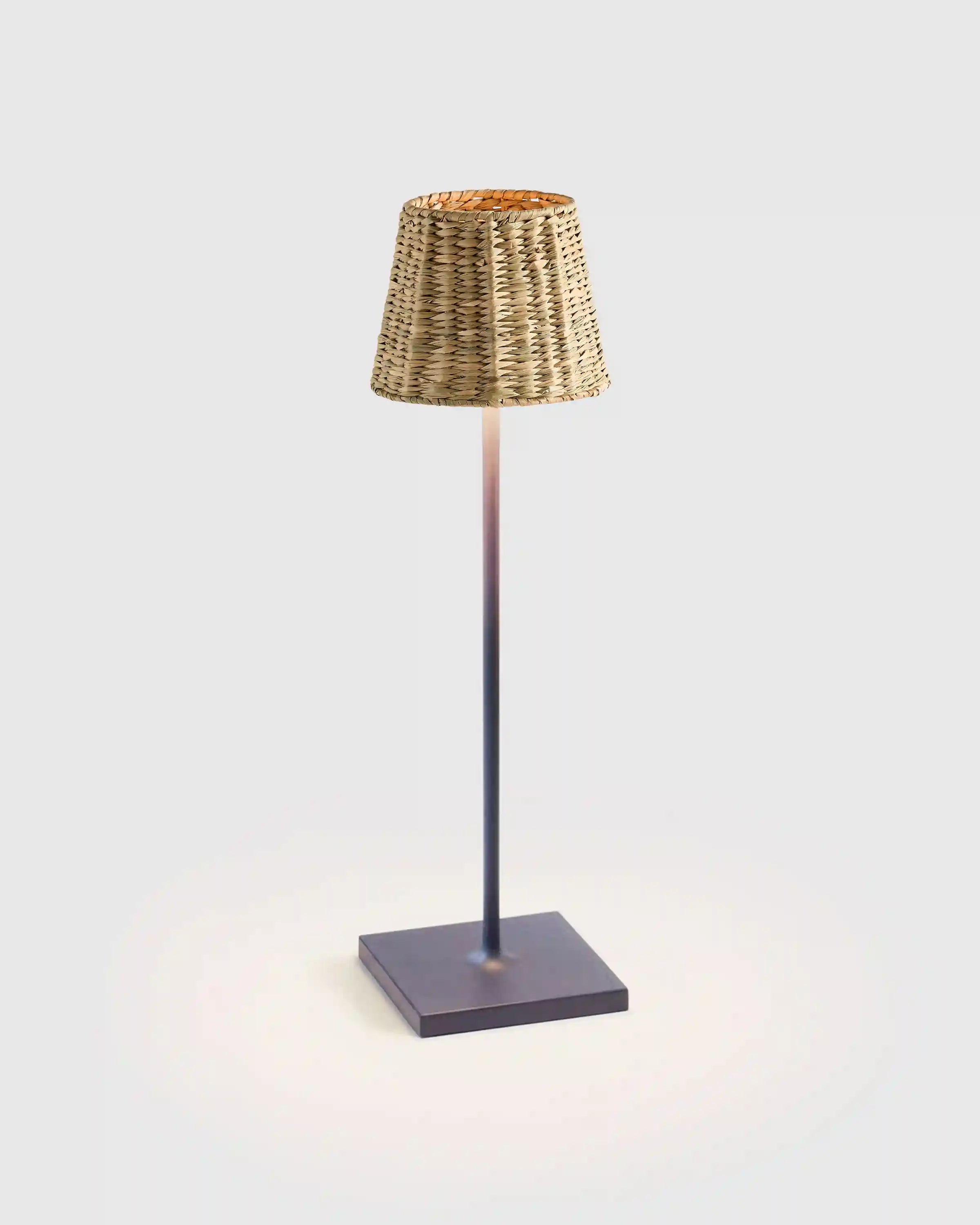 Poldina Pro Rechargeable Table Lamp with Seagrass Shade by Zafferano