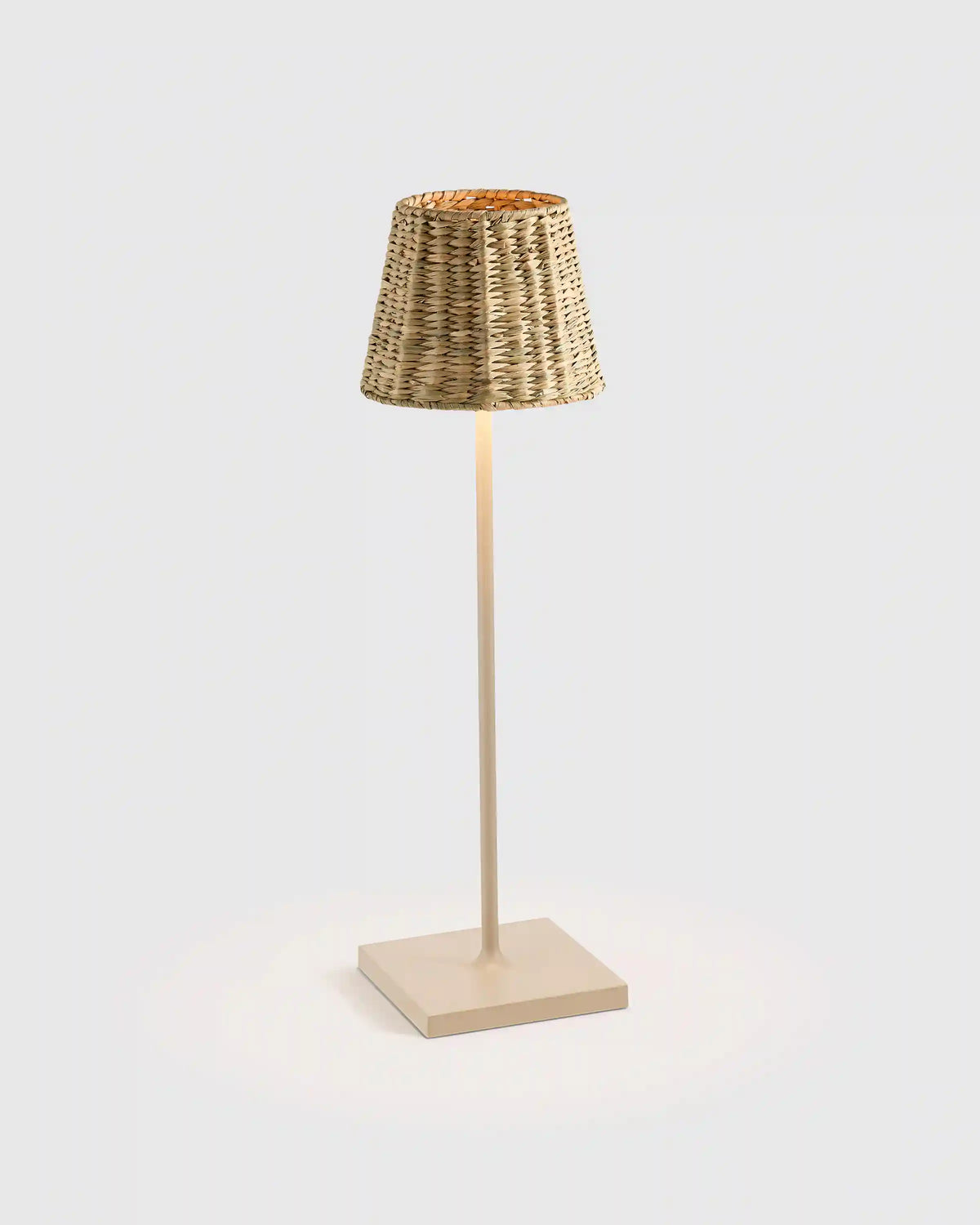 Poldina Pro Rechargeable Table Lamp with Seagrass Shade by Zafferano