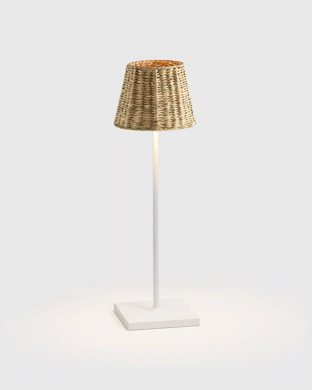 Poldina Pro Rechargeable Table Lamp with Seagrass Shade by Zafferano