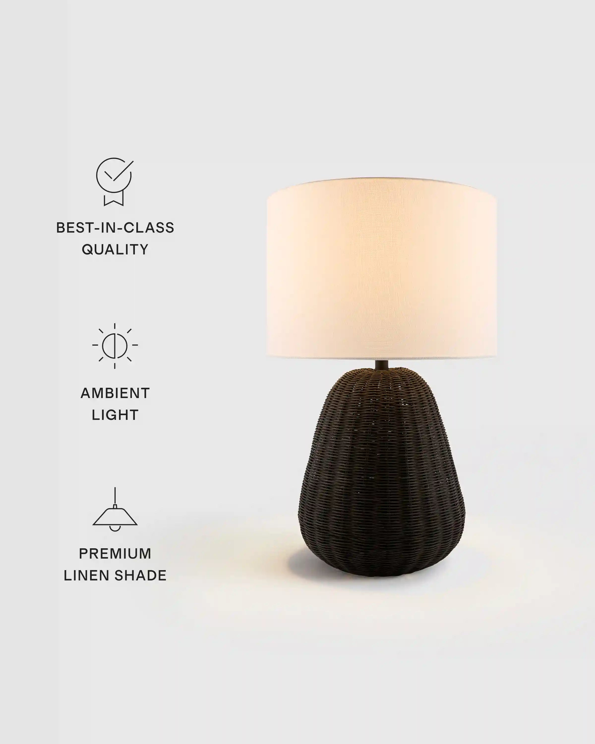 Natural Rattan Table Lamp with Linen Shade