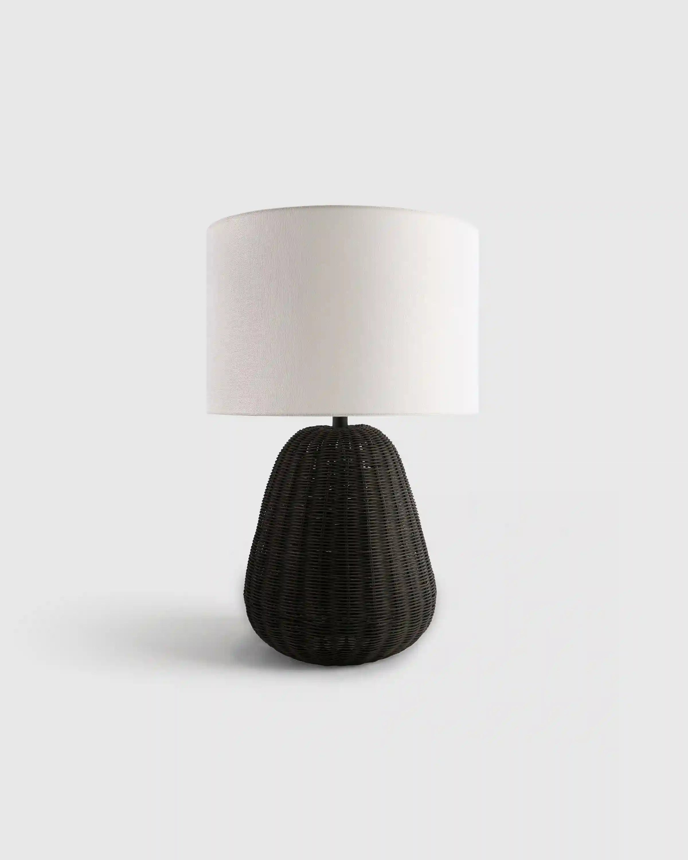 Natural Rattan Table Lamp with Linen Shade