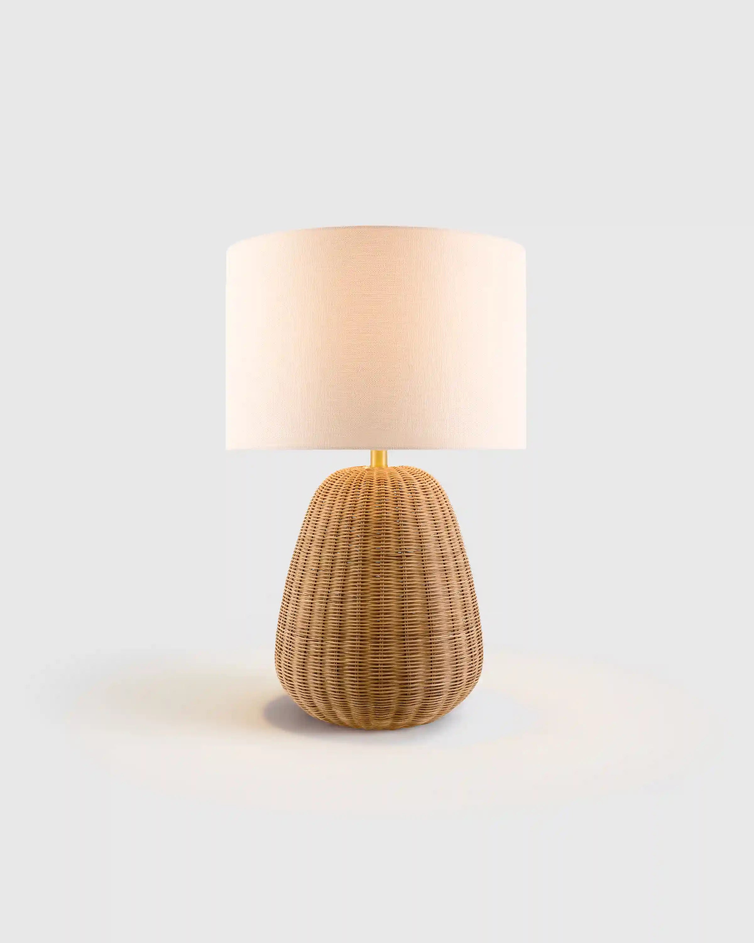 Natural Rattan Table Lamp with Linen Shade