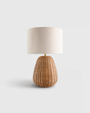 Natural Rattan Table Lamp with Linen Shade