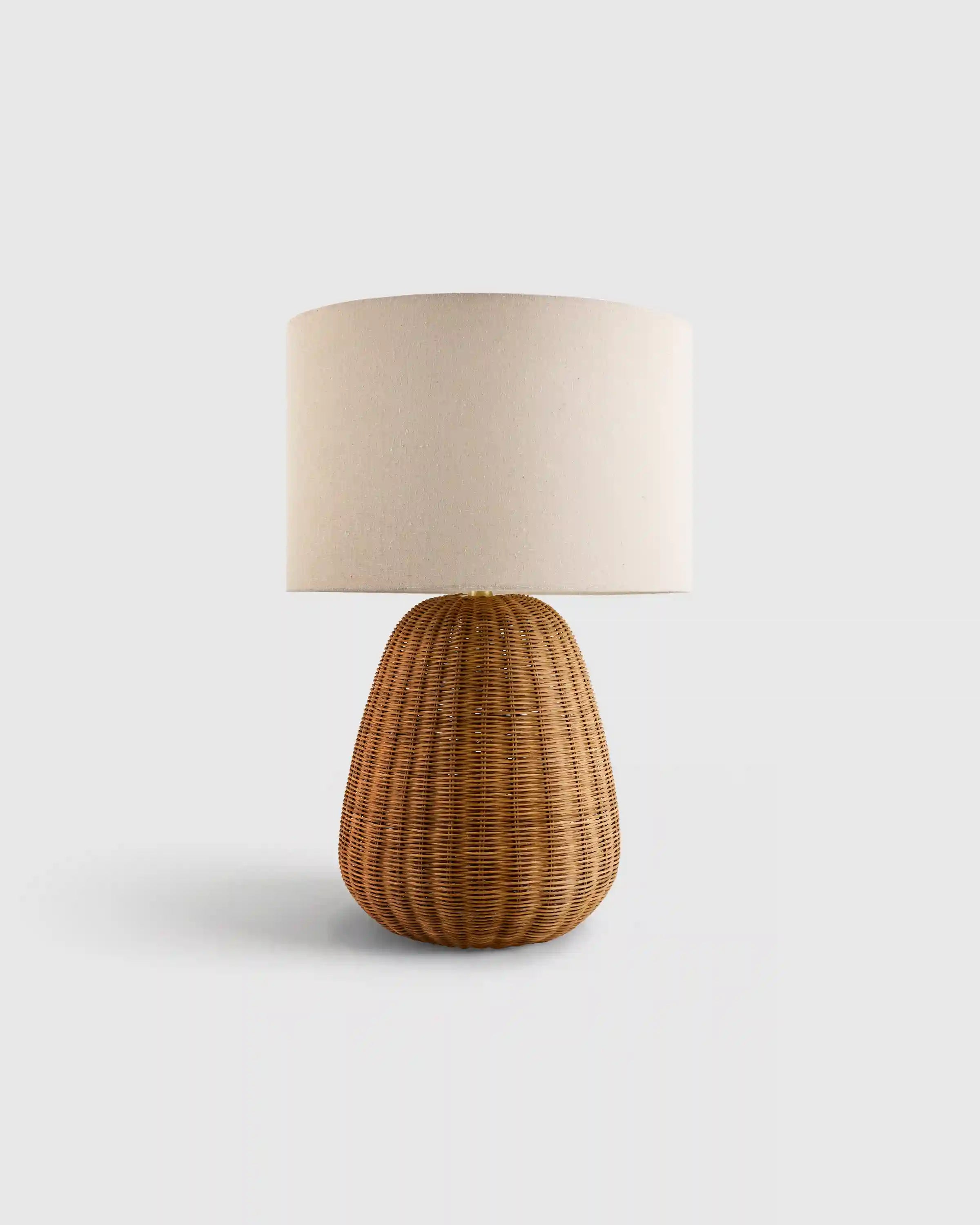 Natural Rattan Table Lamp with Linen Shade