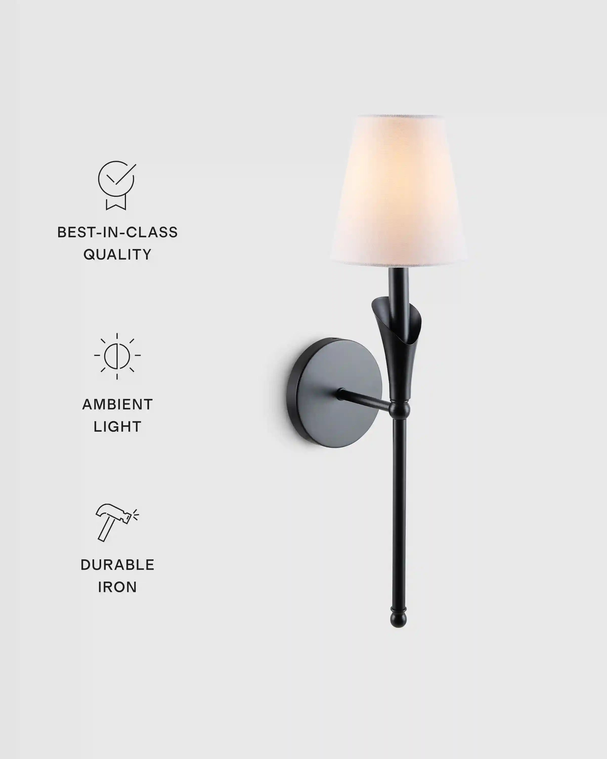 Flora Iron Sconce with Linen Shade