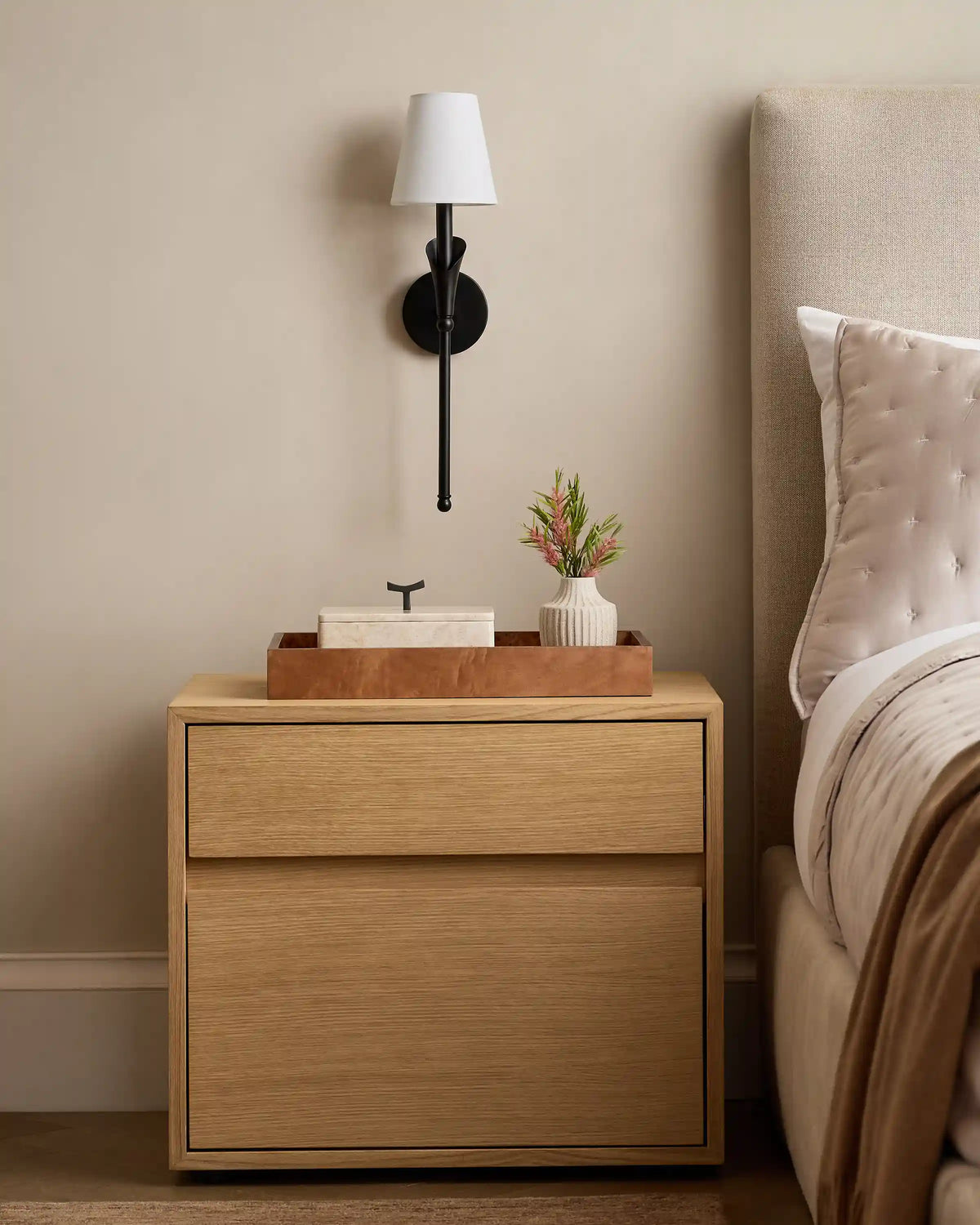 Flora Iron Sconce with Linen Shade