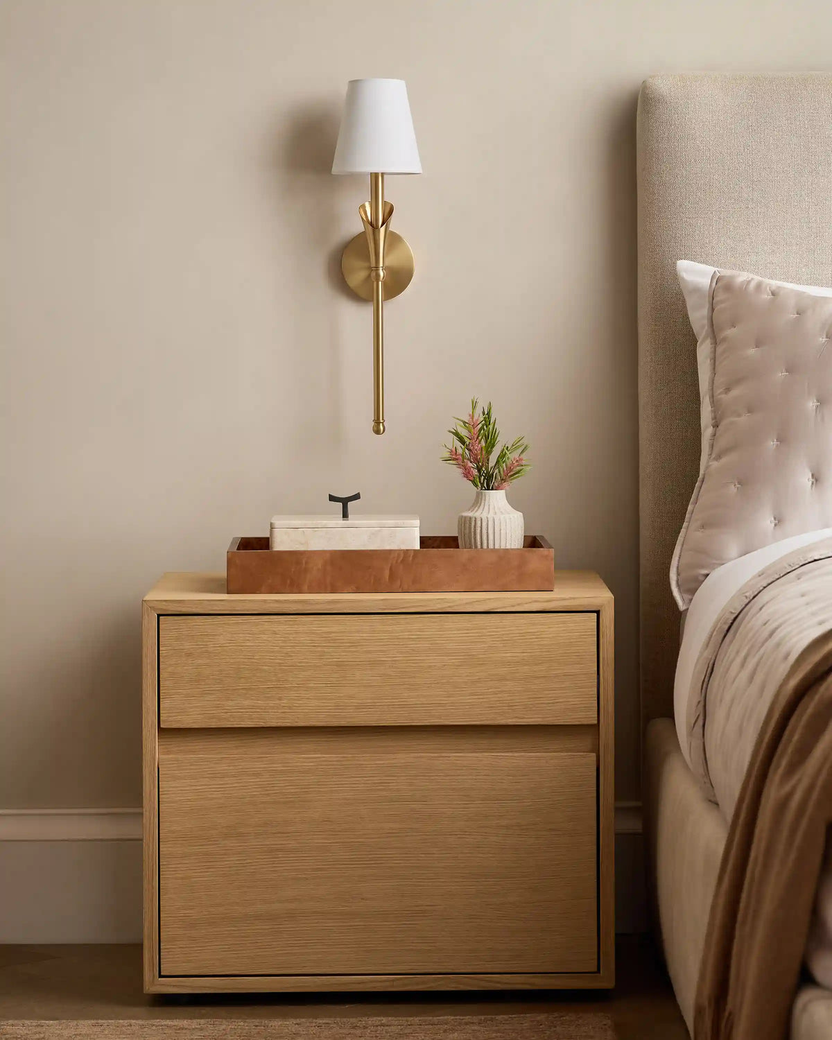 Flora Iron Sconce with Linen Shade