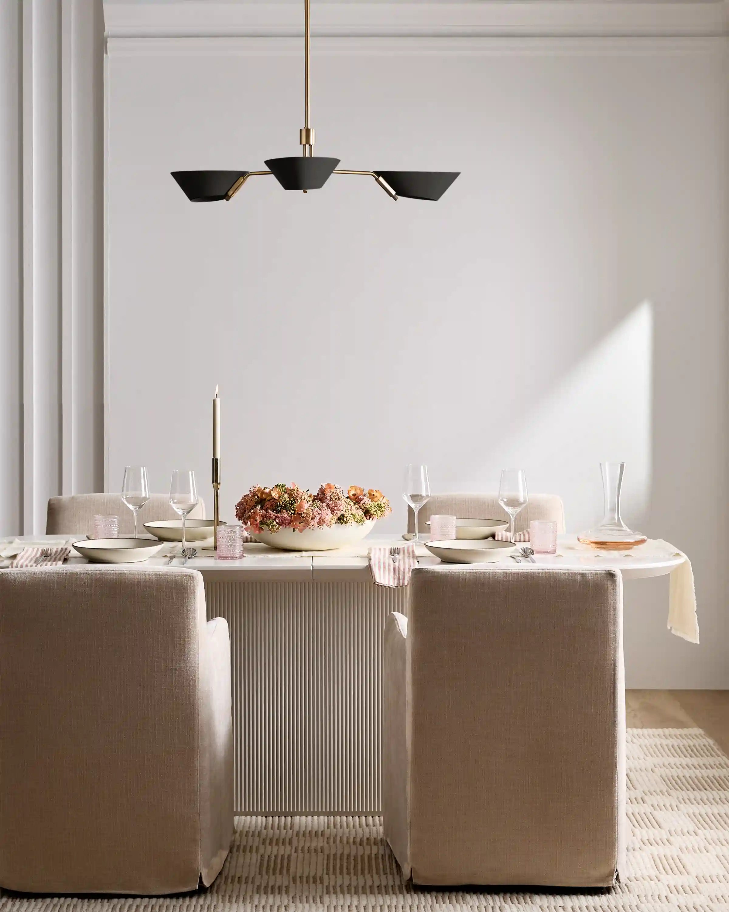 Mid-Century Armed Iron Chandelier