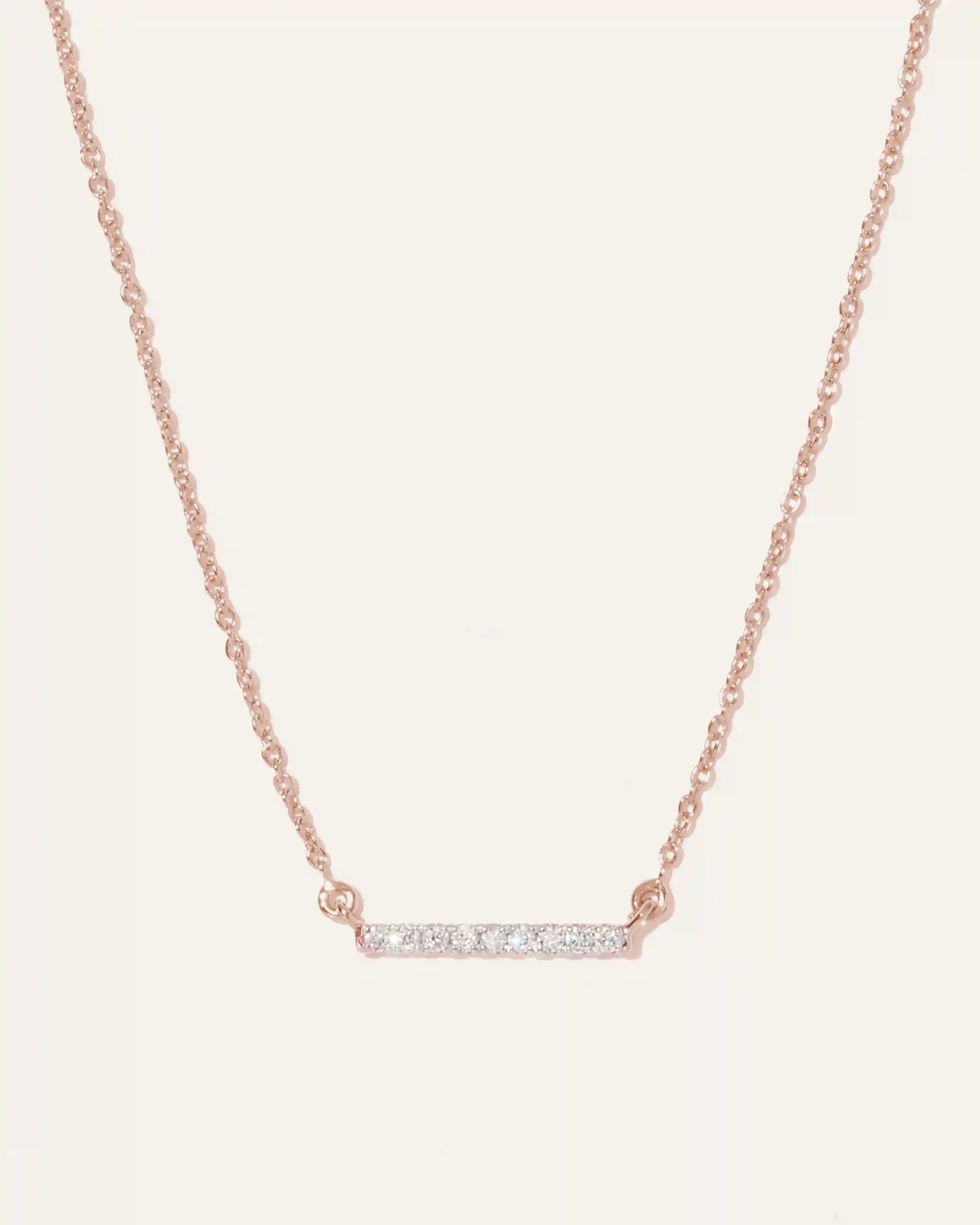 14K Gold Diamond Petite Bar Necklace