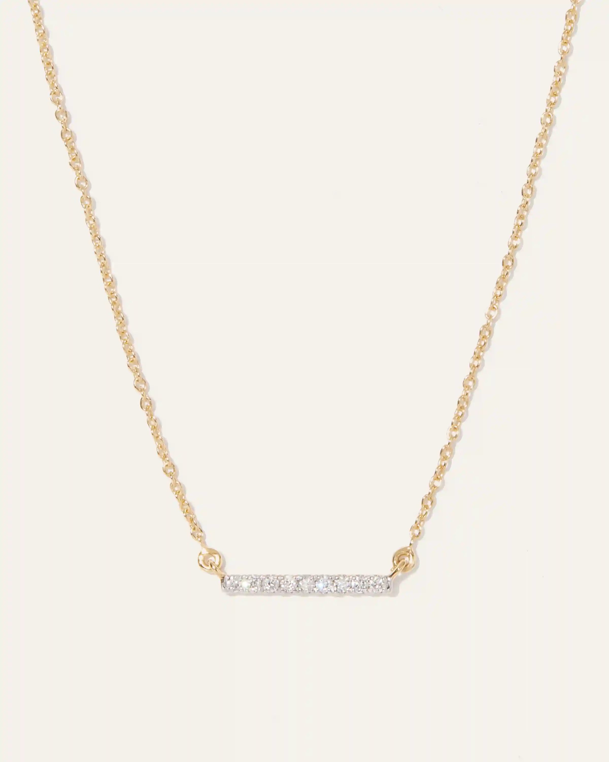 14K Gold Diamond Petite Bar Necklace