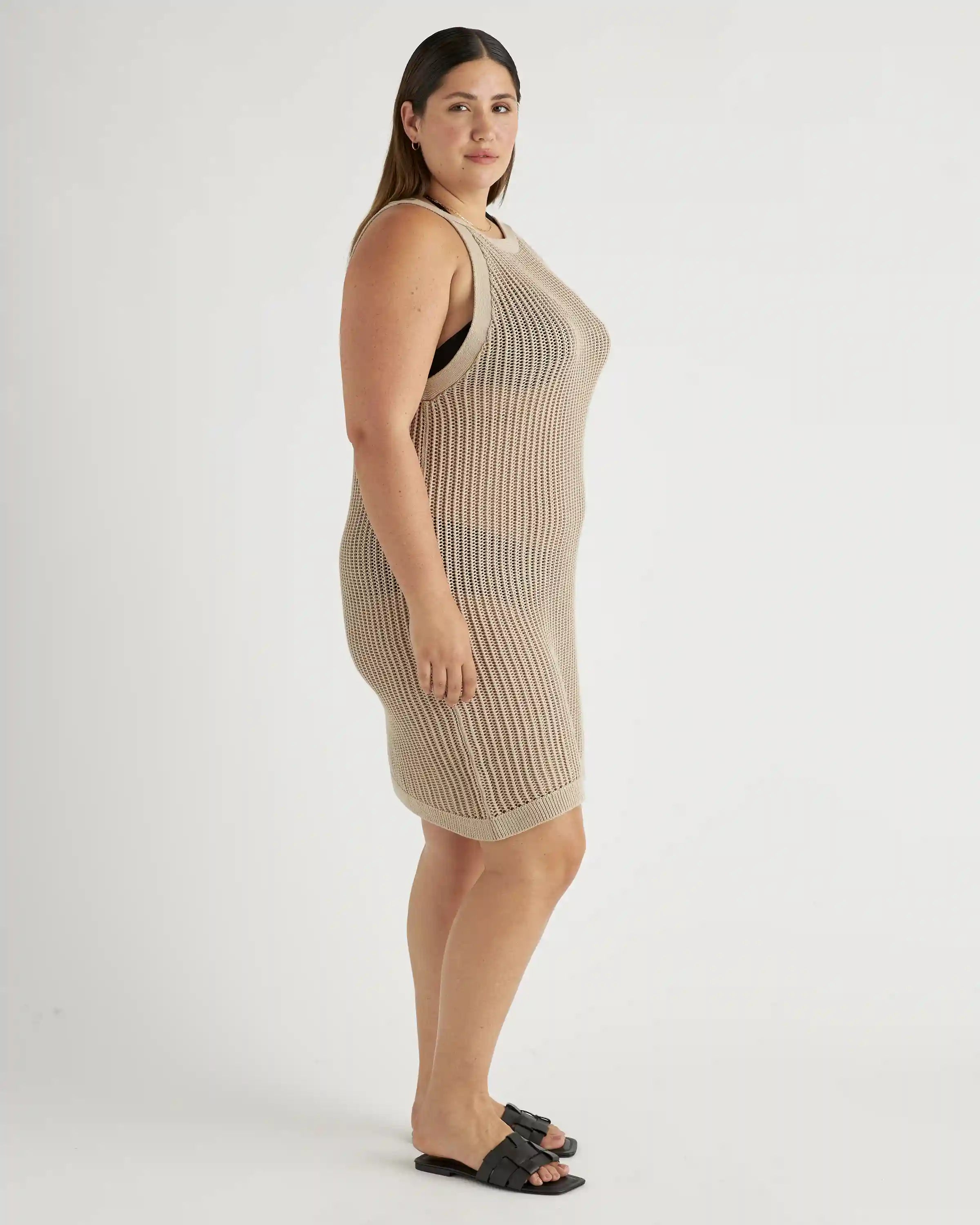 100% Organic Cotton Open-Knit Cover-Up Mini Dress