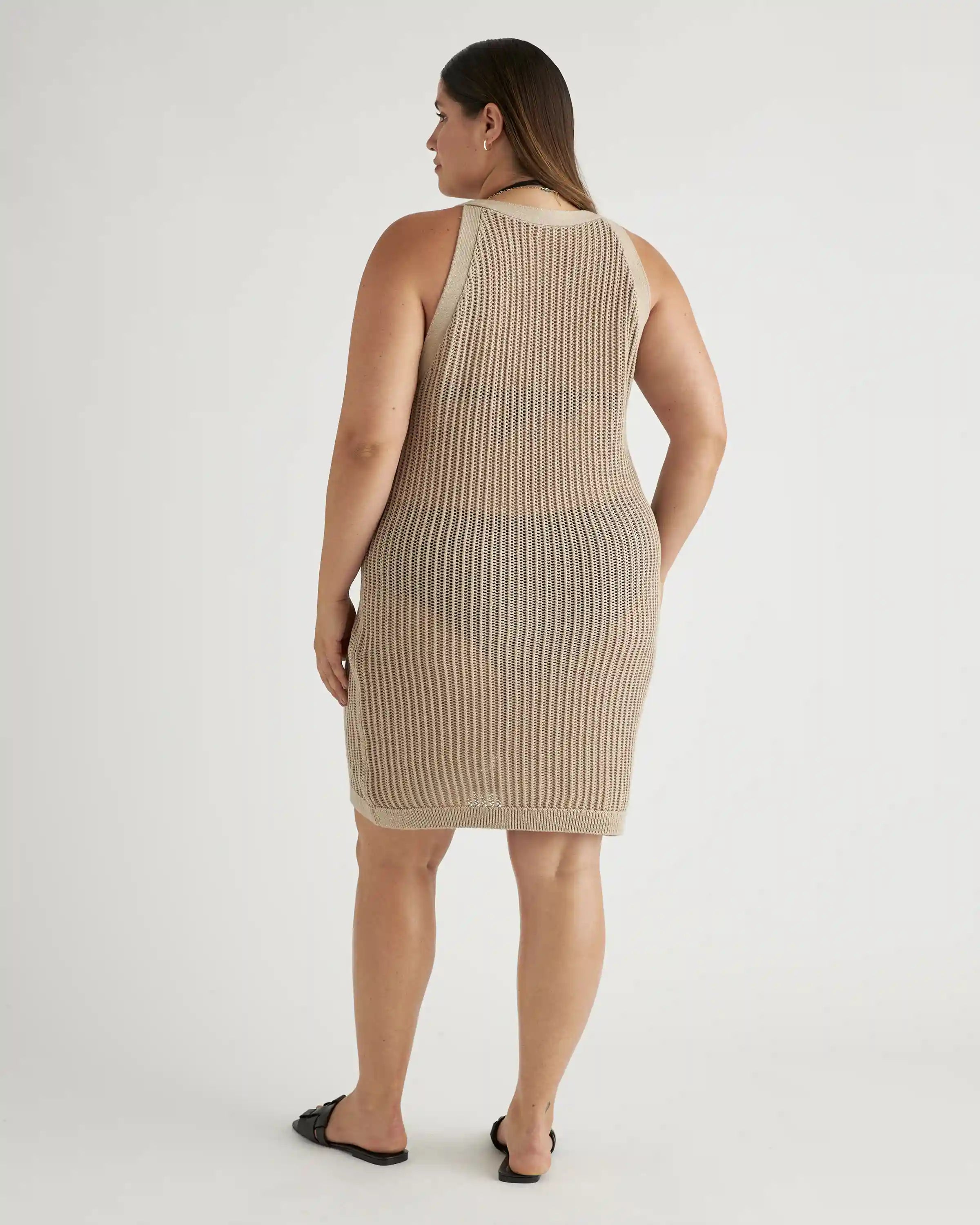 100% Organic Cotton Open-Knit Cover-Up Mini Dress