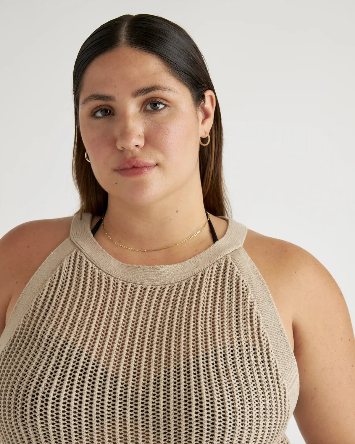 100% Organic Cotton Open-Knit Cover-Up Mini Dress