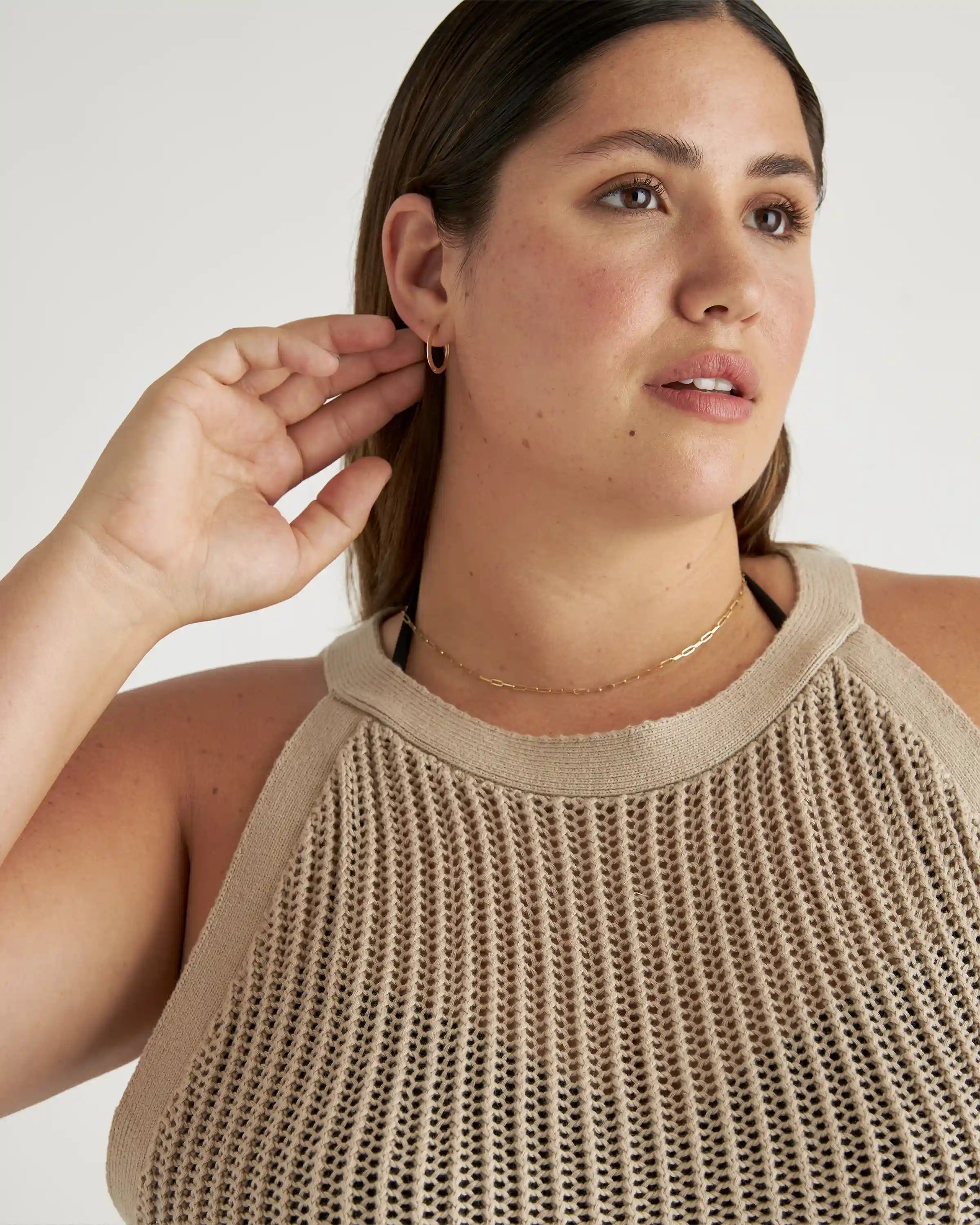 100% Organic Cotton Open-Knit Cover-Up Mini Dress