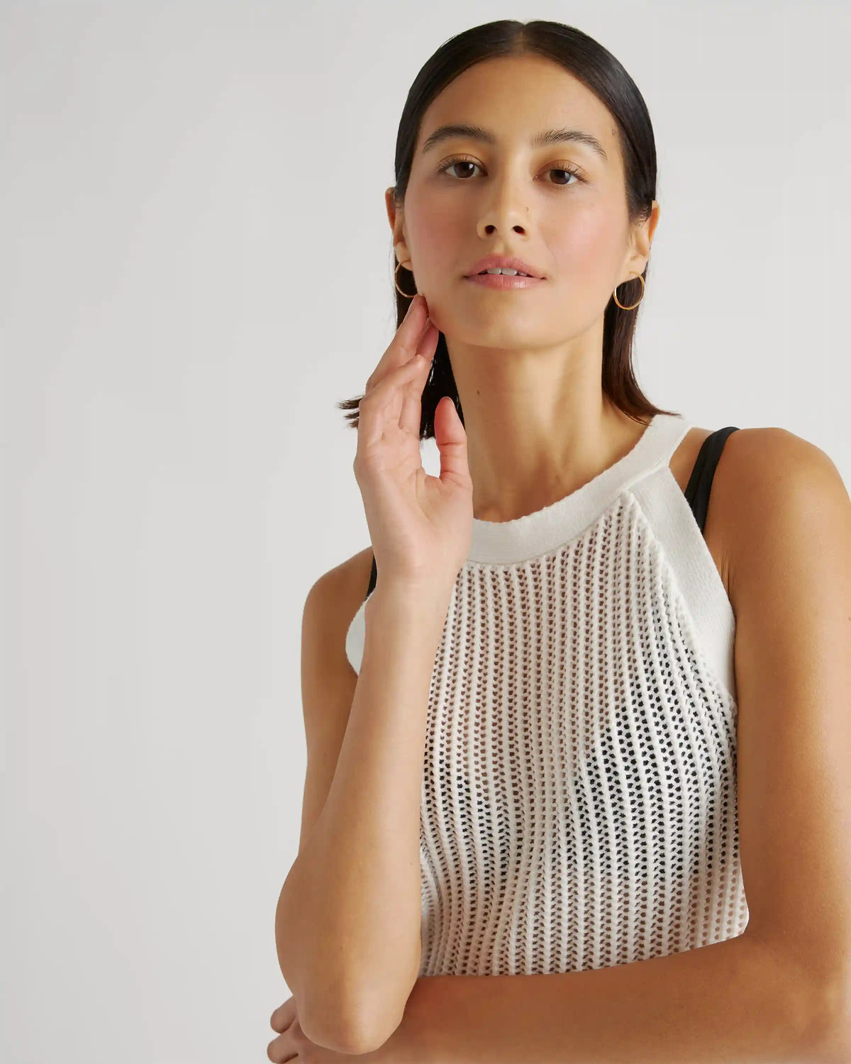 100% Organic Cotton Open-Knit Cover-Up Mini Dress