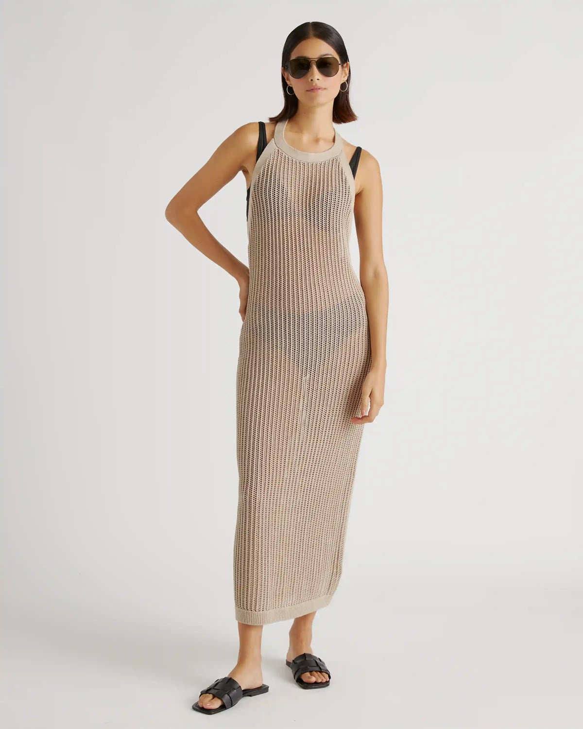 100% Organic Cotton Open-Knit Cover-Up Maxi Dress