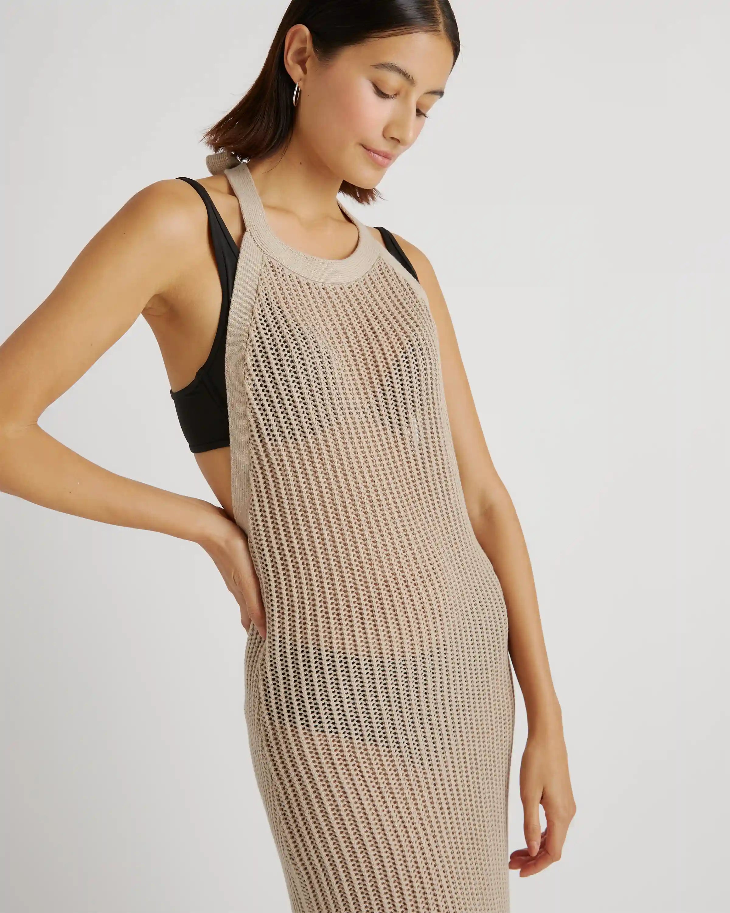 100% Organic Cotton Open-Knit Cover-Up Maxi Dress