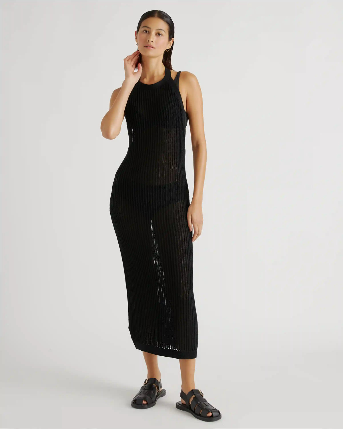 100% Organic Cotton Open-Knit Cover-Up Maxi Dress