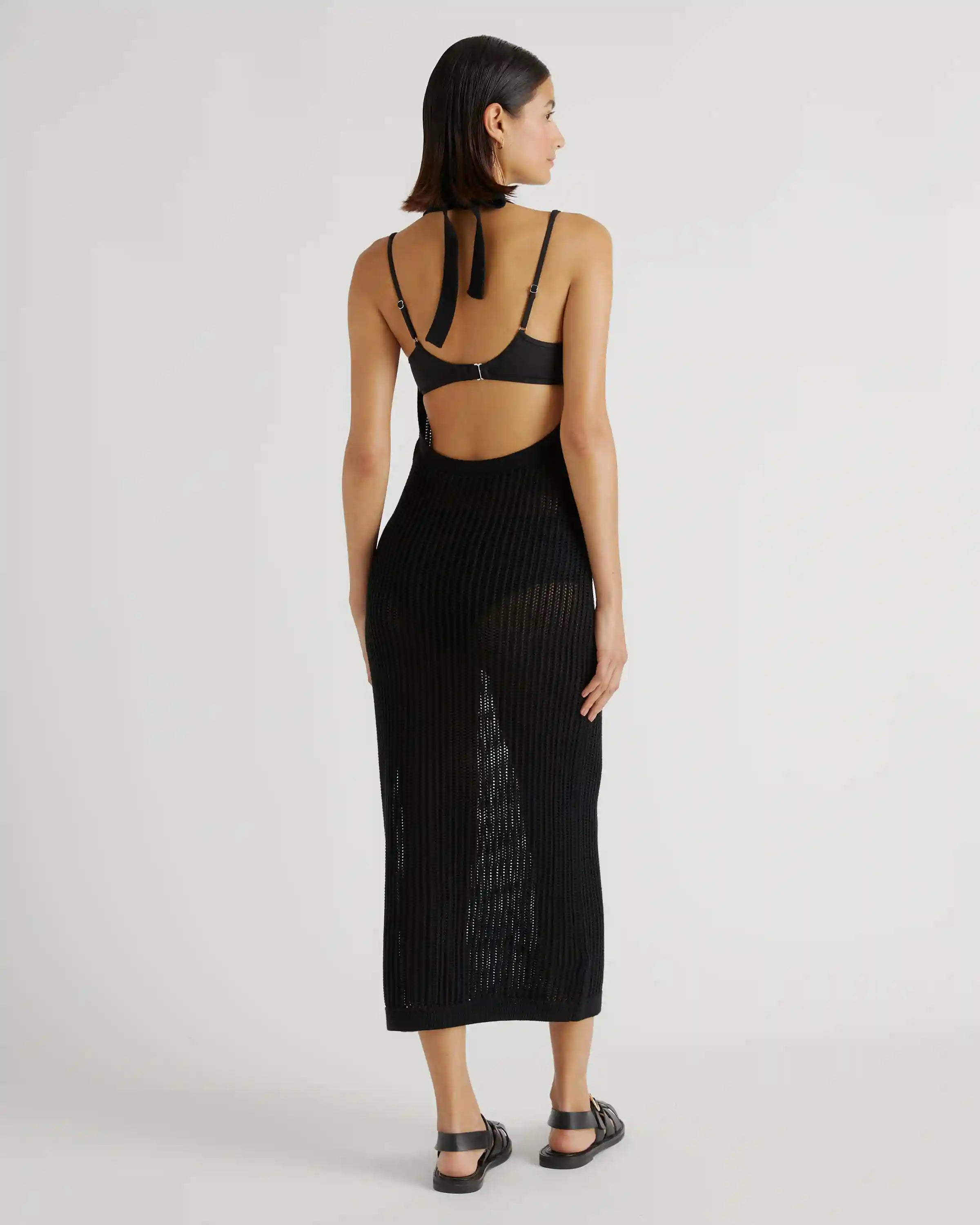 100% Organic Cotton Open-Knit Cover-Up Maxi Dress