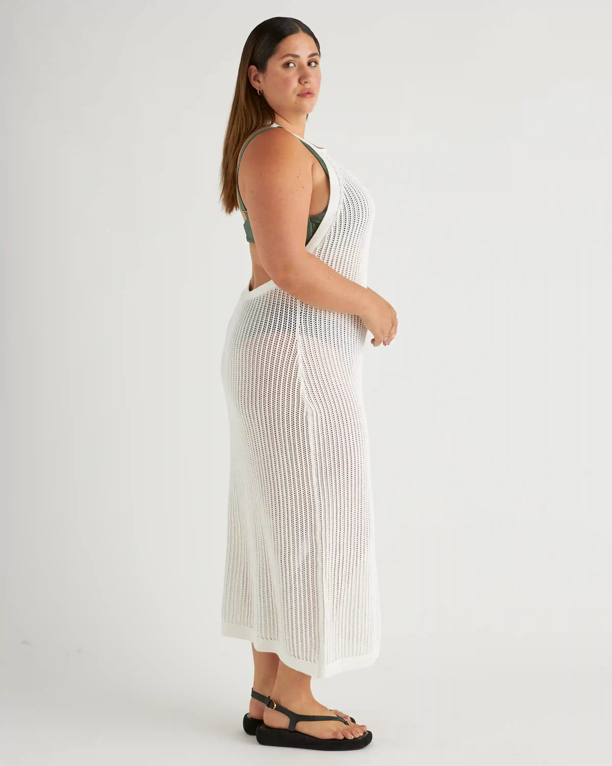100% Organic Cotton Open-Knit Cover-Up Maxi Dress