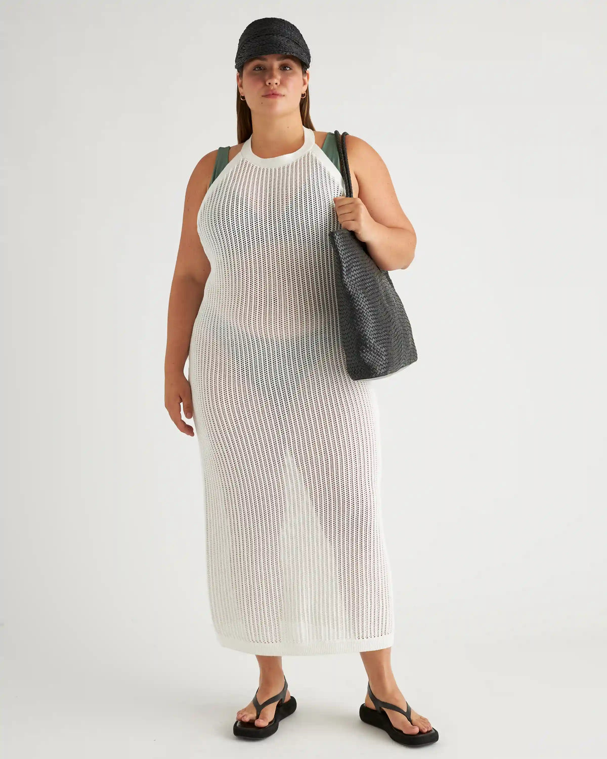 100% Organic Cotton Open-Knit Cover-Up Maxi Dress