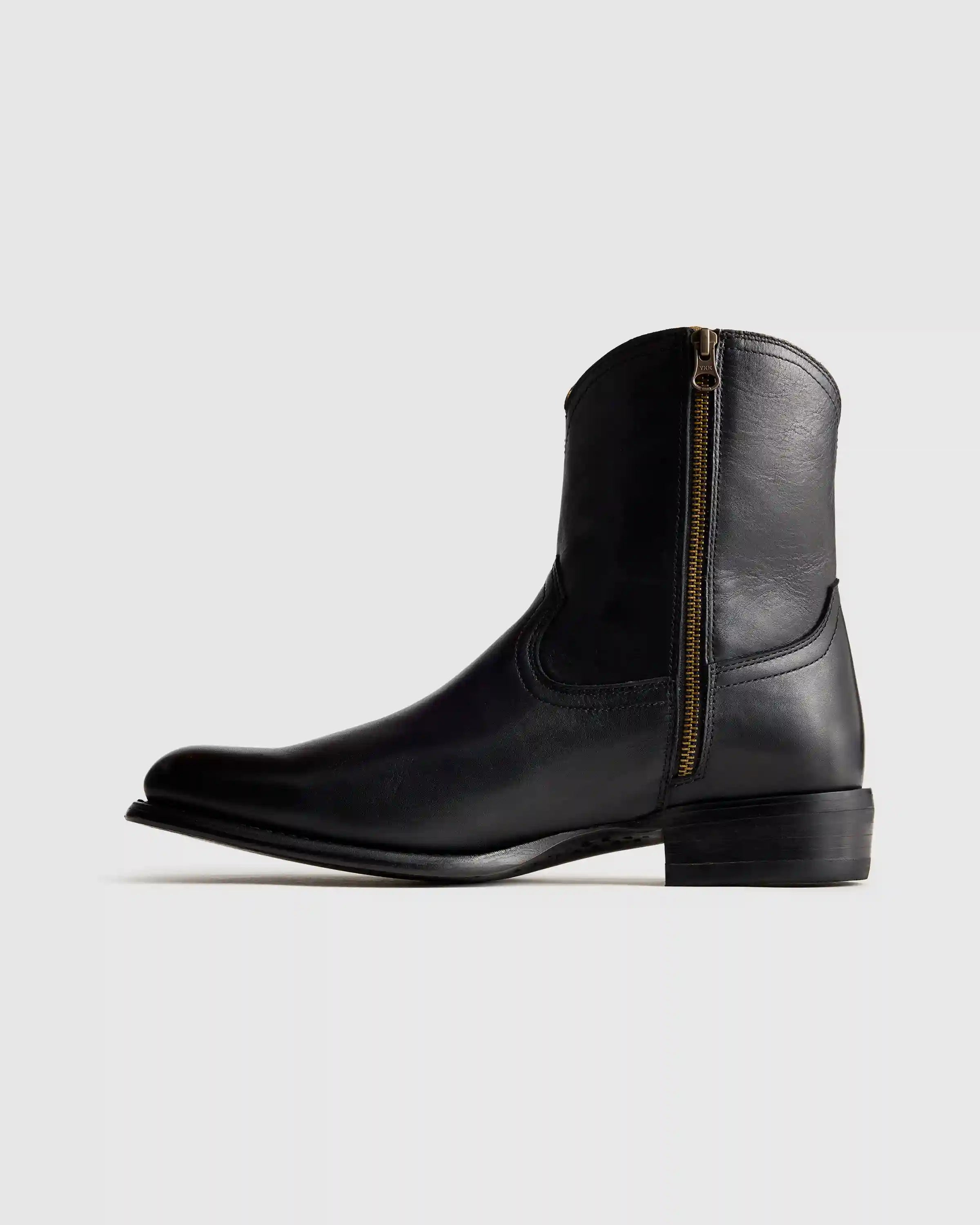 Crafted Leather Western Zip Boot