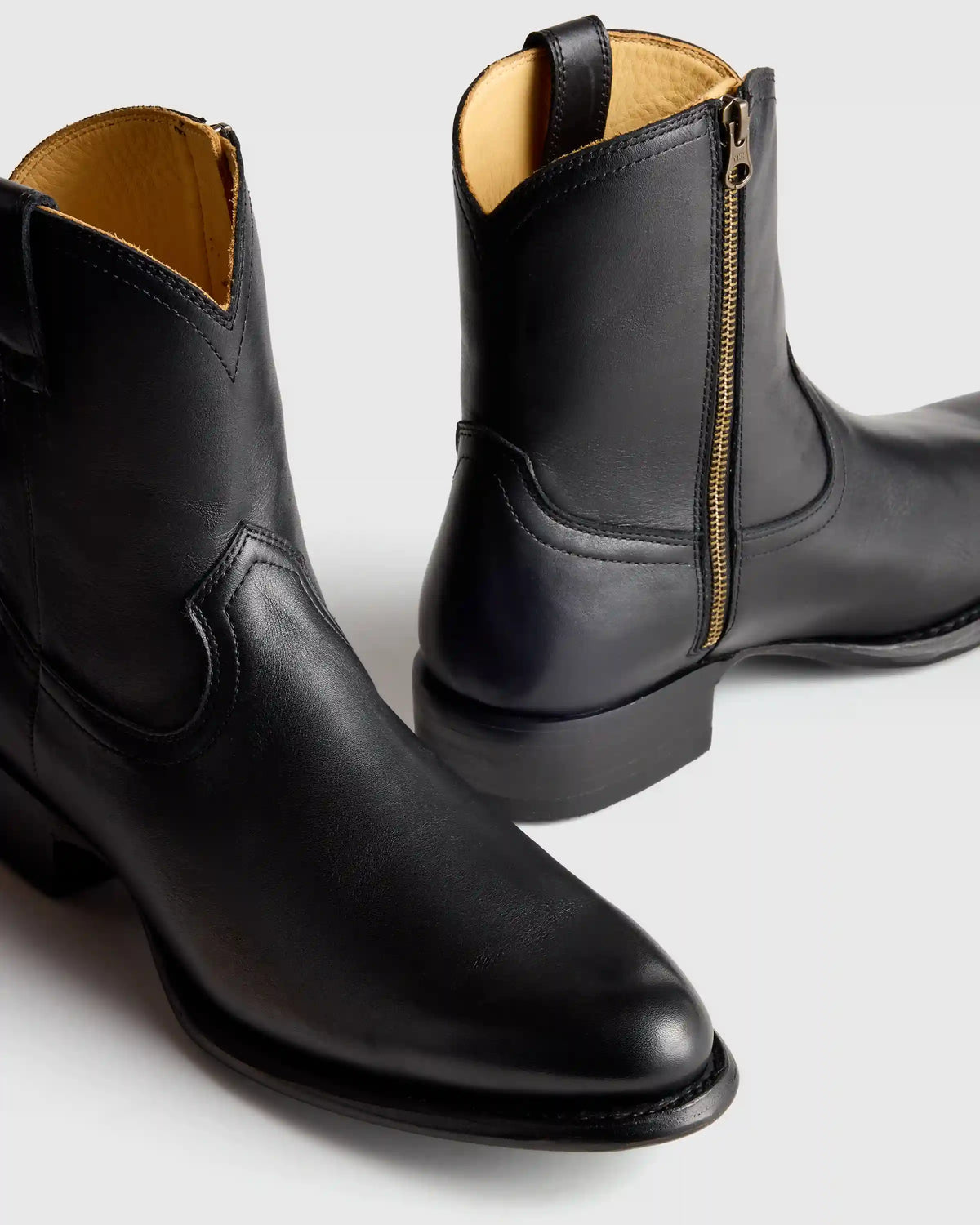 Crafted Leather Western Zip Boot