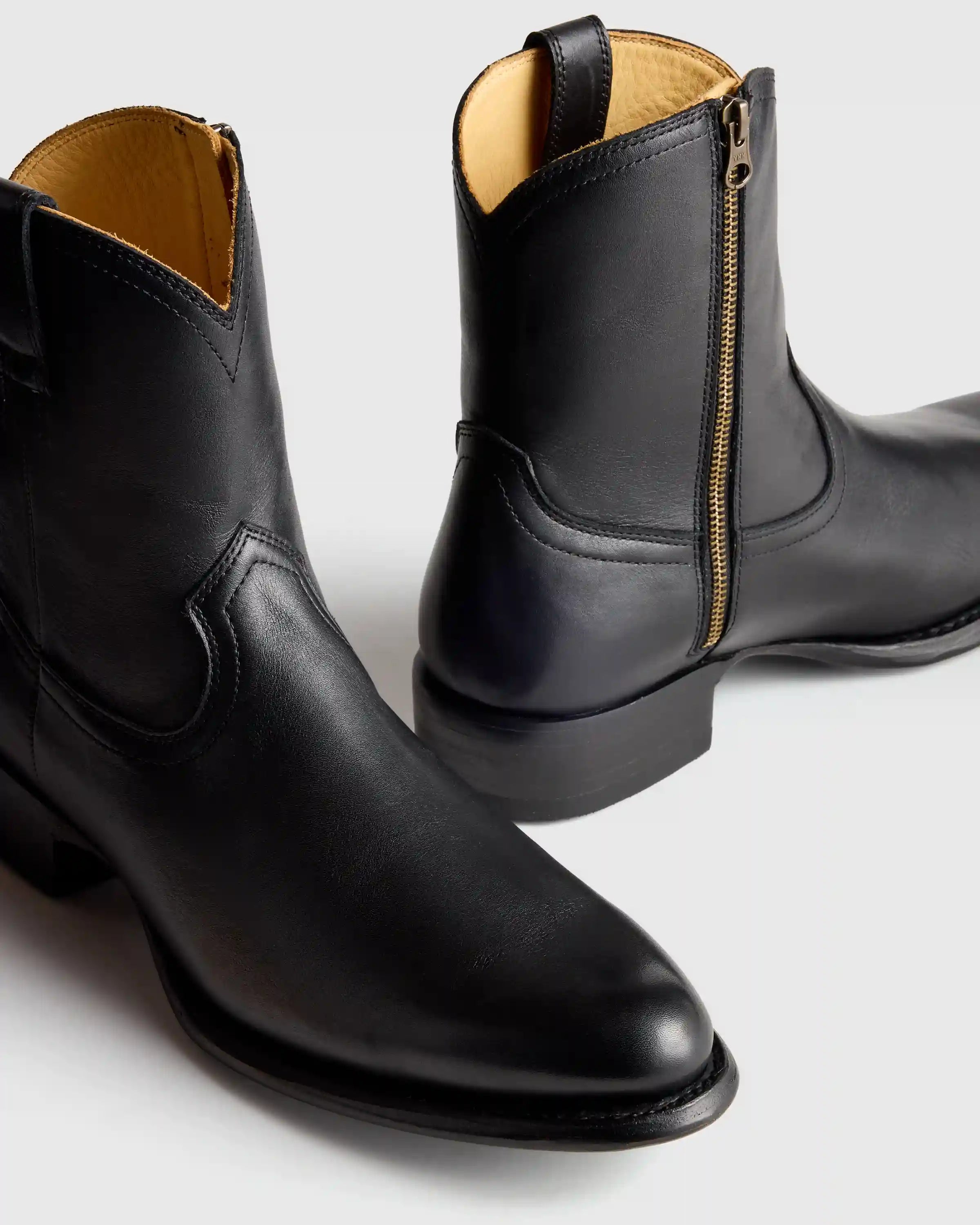 Crafted Leather Western Zip Boot