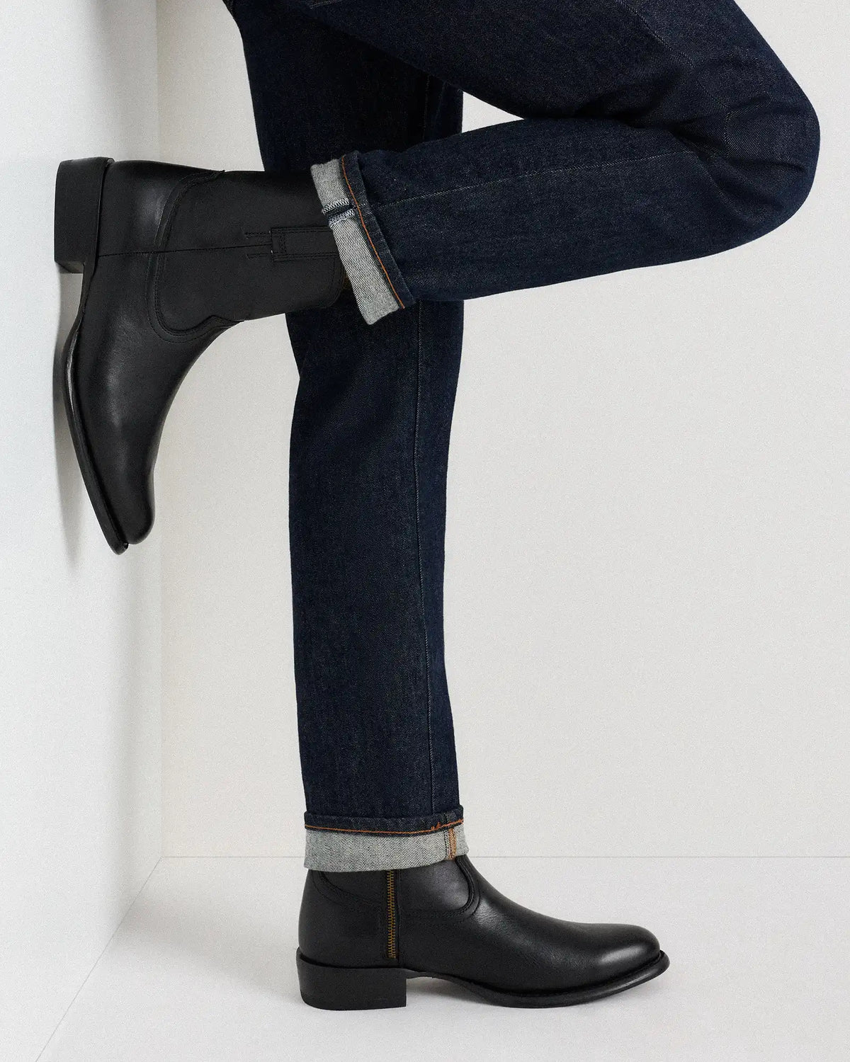 Crafted Leather Western Zip Boot