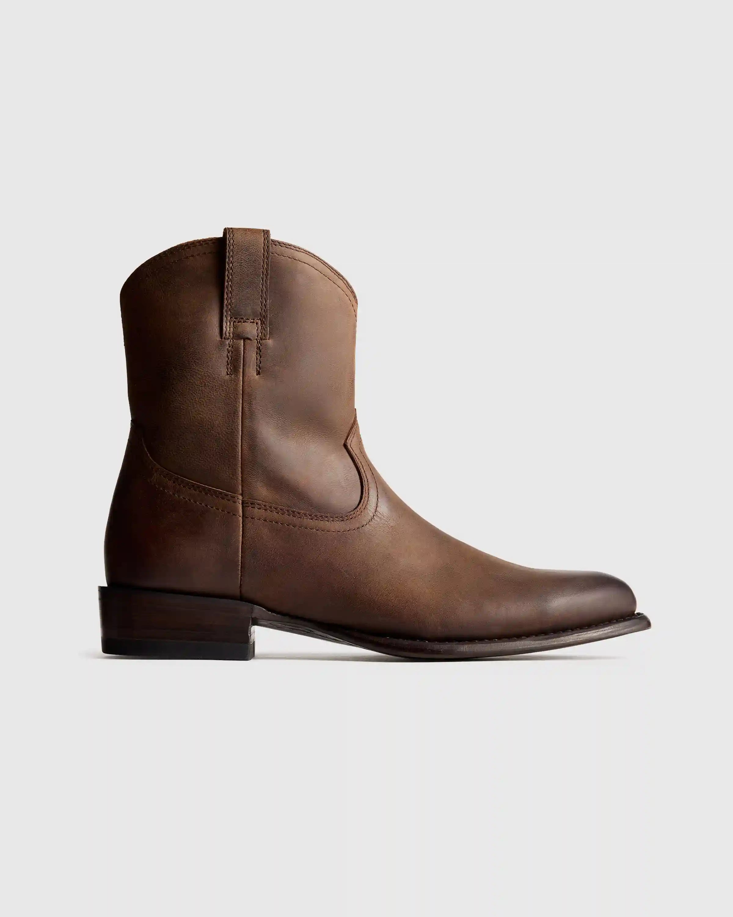Crafted Leather Western Zip Boot