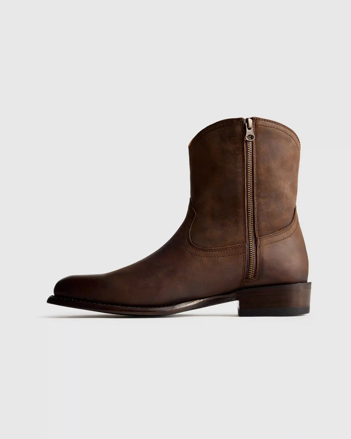 Crafted Leather Western Zip Boot