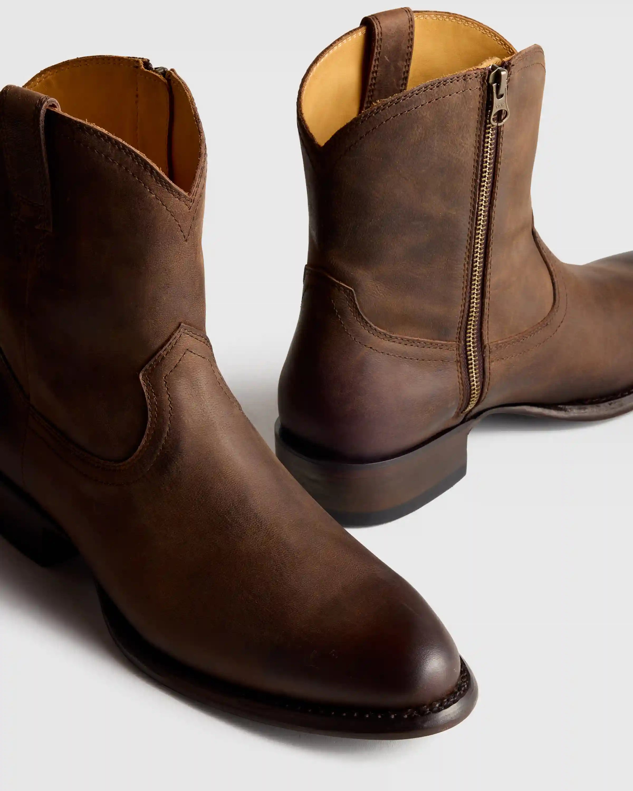 Crafted Leather Western Zip Boot