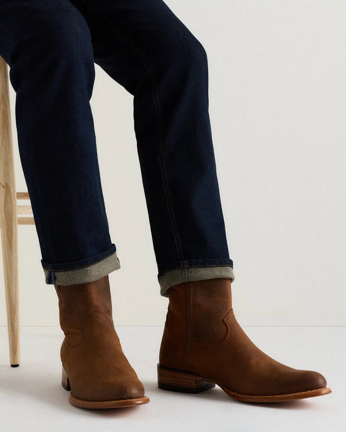 Crafted Leather Western Zip Boot